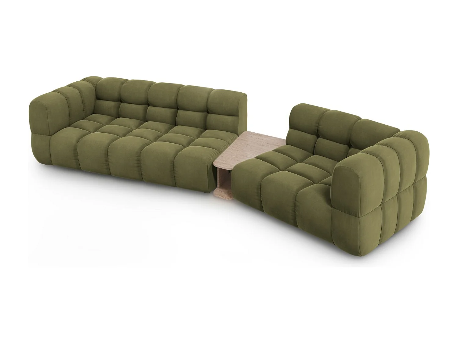 Cosmopolitan Design - Canapé modulable droit "Sky" 3 places en velours vert clair - 353x148x75cm