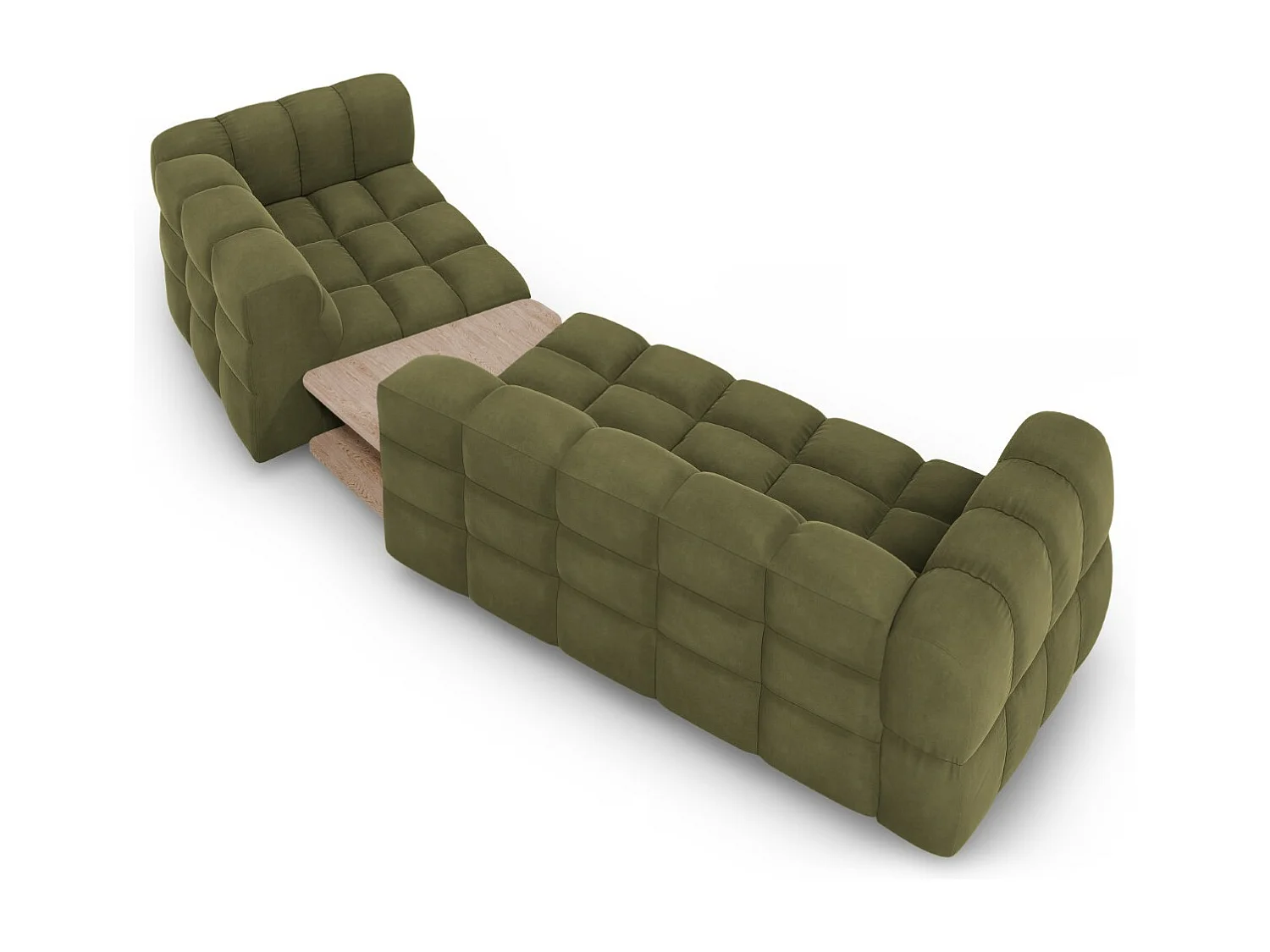 Cosmopolitan Design - Canapé modulable droit "Sky" 3 places en velours vert clair - 353x148x75cm