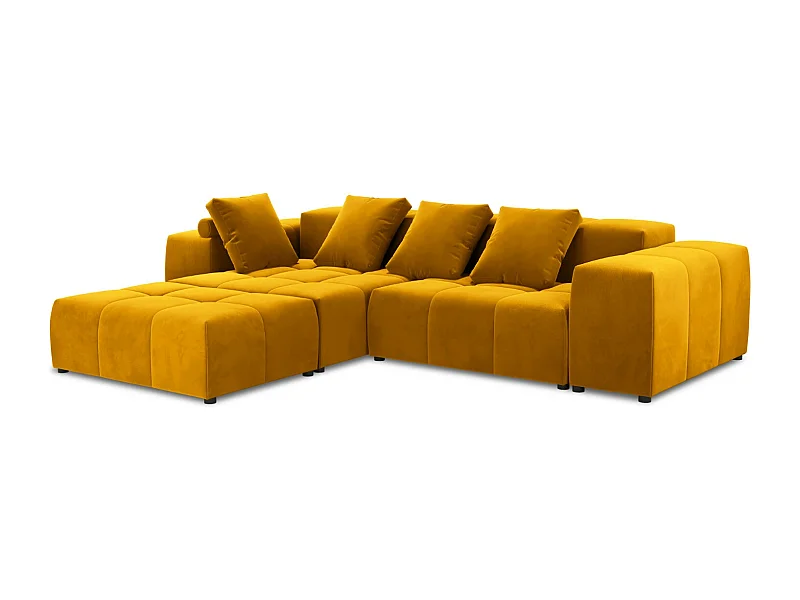 Cosmopolitan Design - Divano angolare modulare reversibile "Rome" 5 posti in velluto giallo - 320x240x75cm