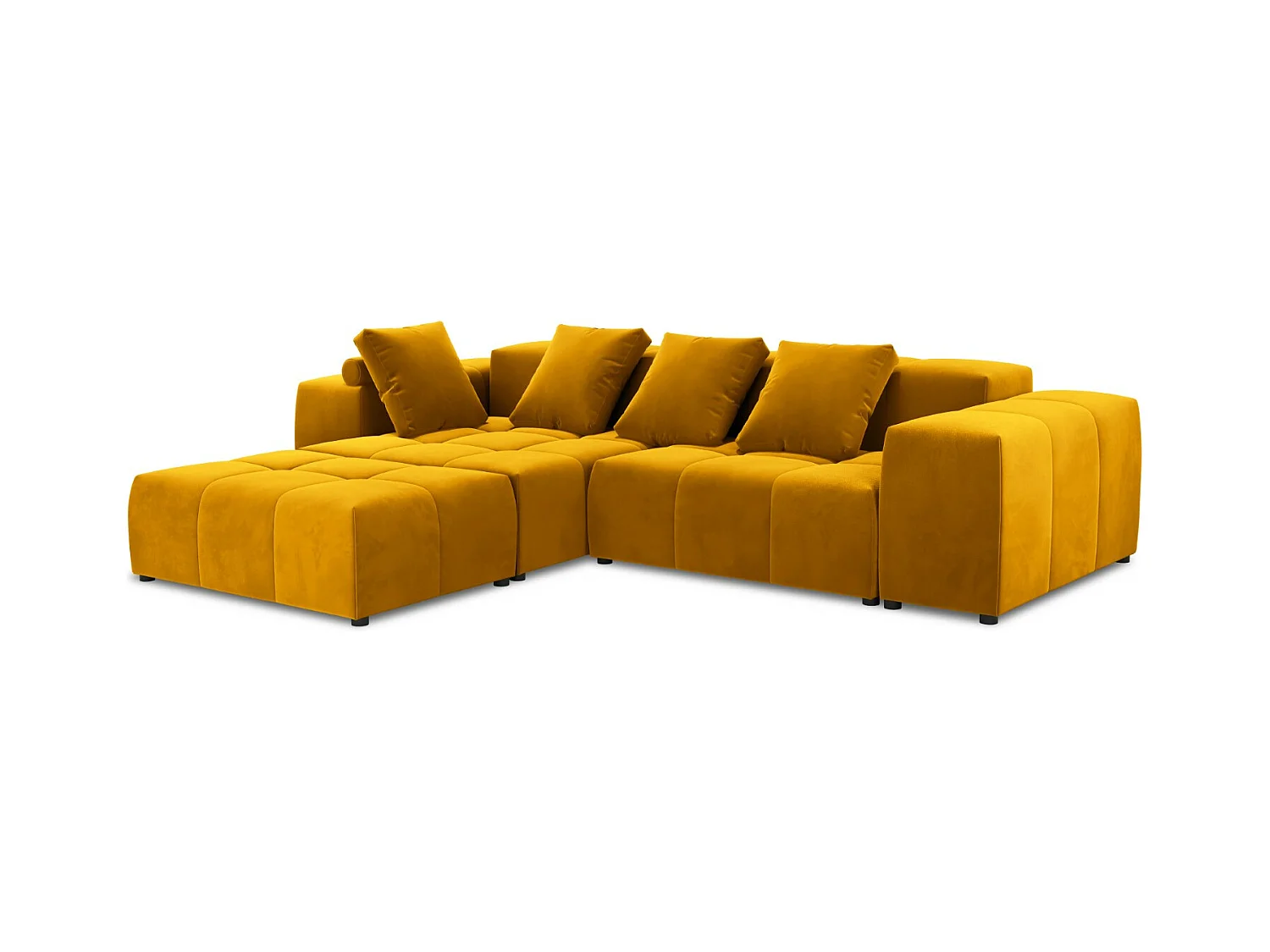Cosmopolitan Design - Symmetrische modulaire hoekbank "Rome" 5 zitplaatsen, Flueel, GEEL - 320x240x75cm