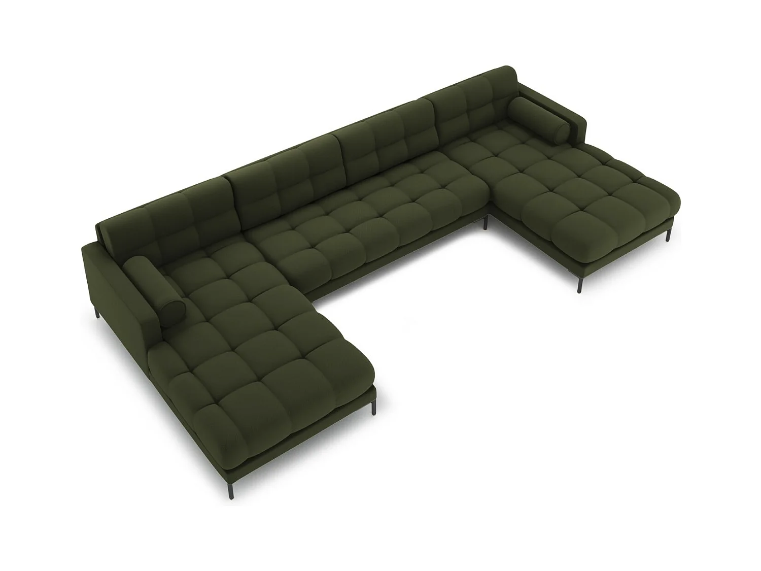Cosmopolitan Design - Panoramische bank "Bali" 7 zitplaatsen, Structurele stof, Groente - 383x185x75cm
