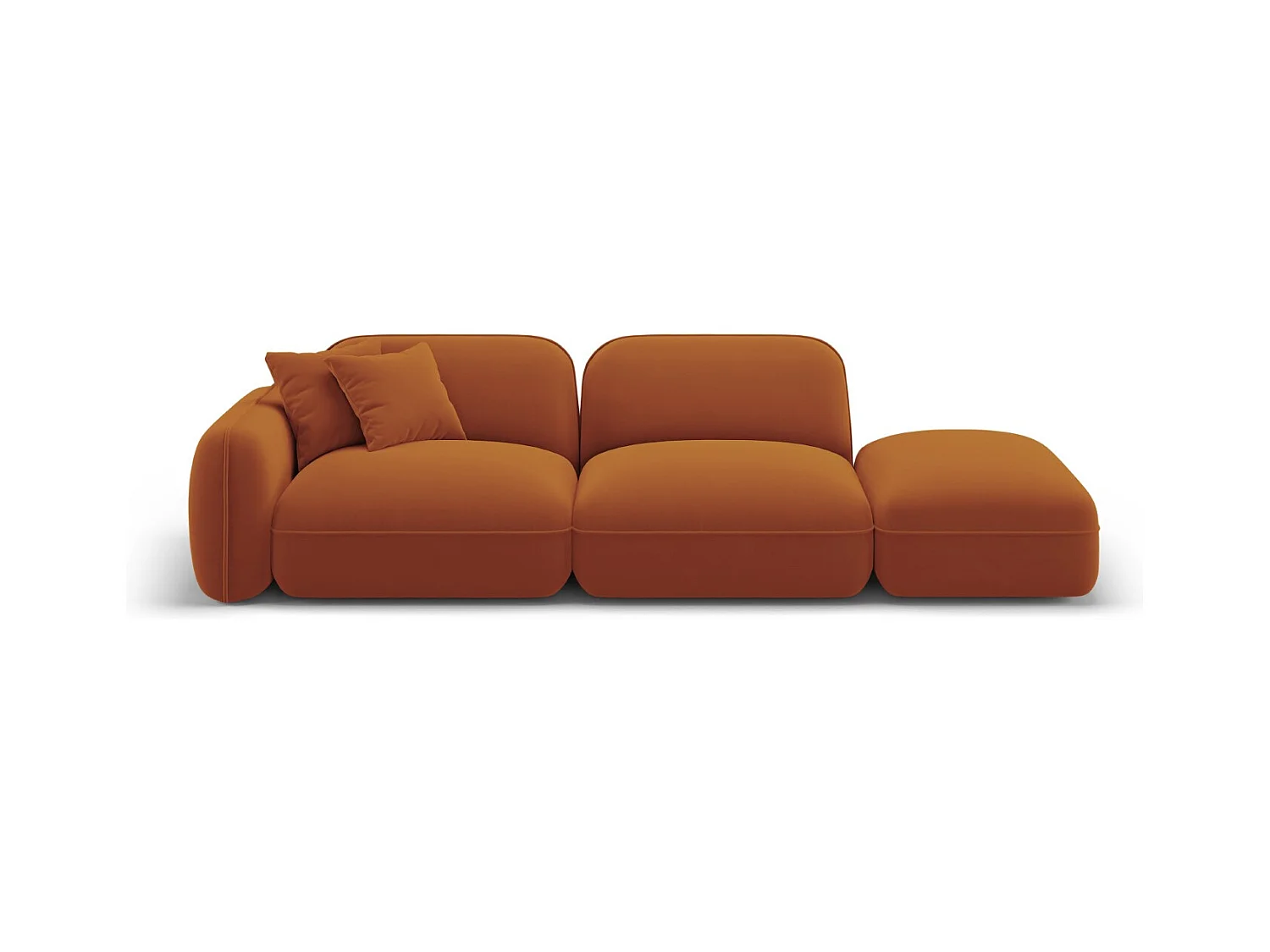 CXL by Christian Lacroix - Sofá modular direito "Lucien" 3 lugares em veludo terracota - 295x90x70cm