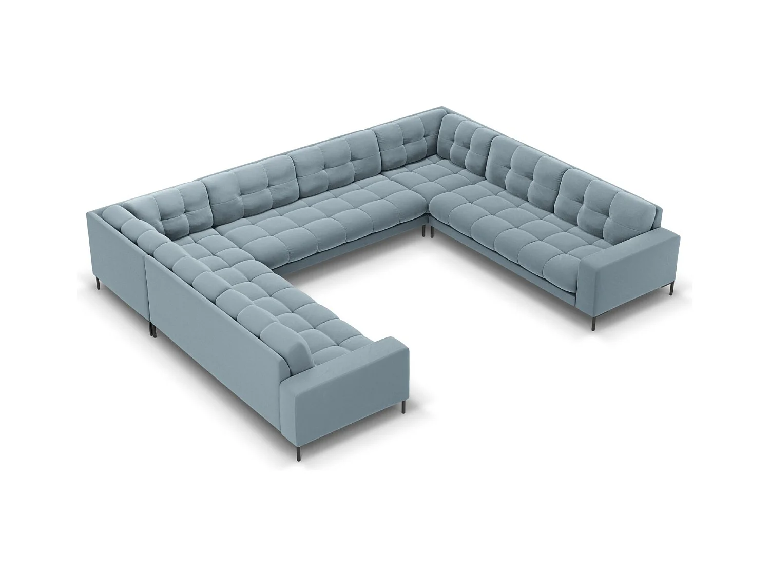 Cosmopolitan Design - Panoramische bank "Bali" 9 zitplaatsen, Flueel, Lichtblauw - 327x256x75cm