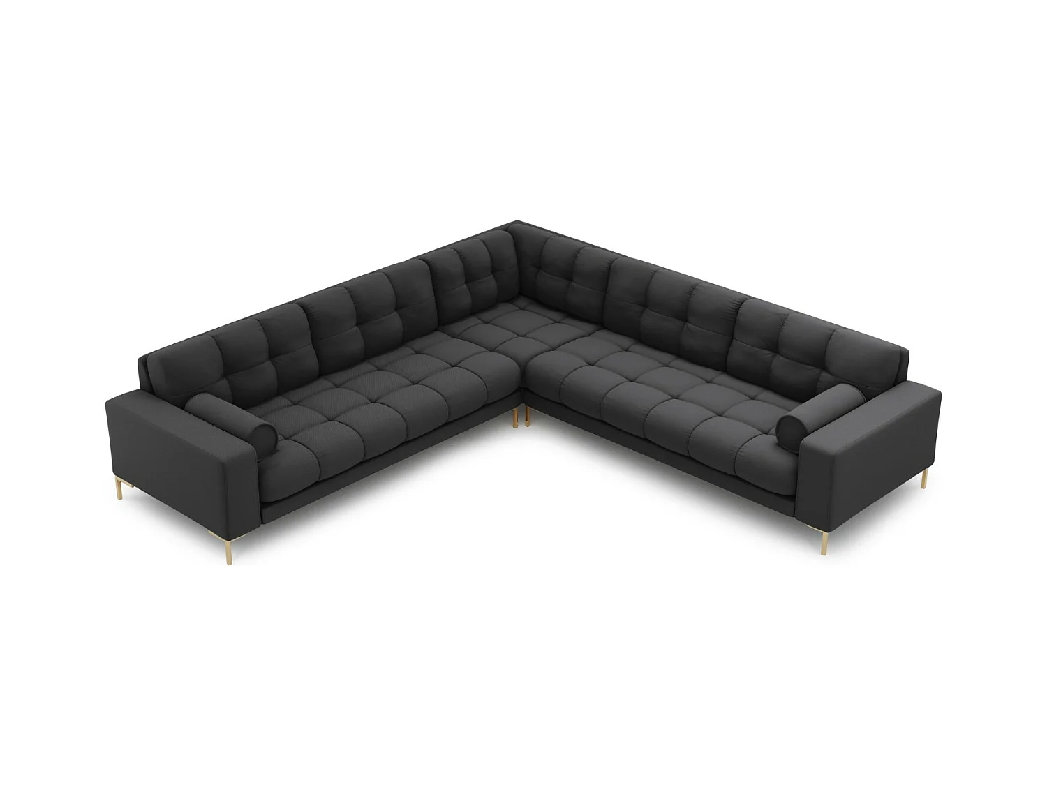 Cosmopolitan Design - Symmetrische hoekbank "Bali" 6 zitplaatsen, Structurele stof, Donkergrijs - 256x256x75cm