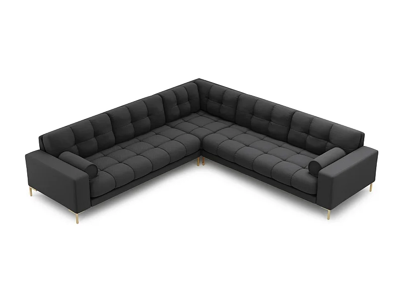 Cosmopolitan Design - Sofá esquinero simétrico "Bali" 6 plazas de tejido estructural gris oscuro - 256x256x75cm
