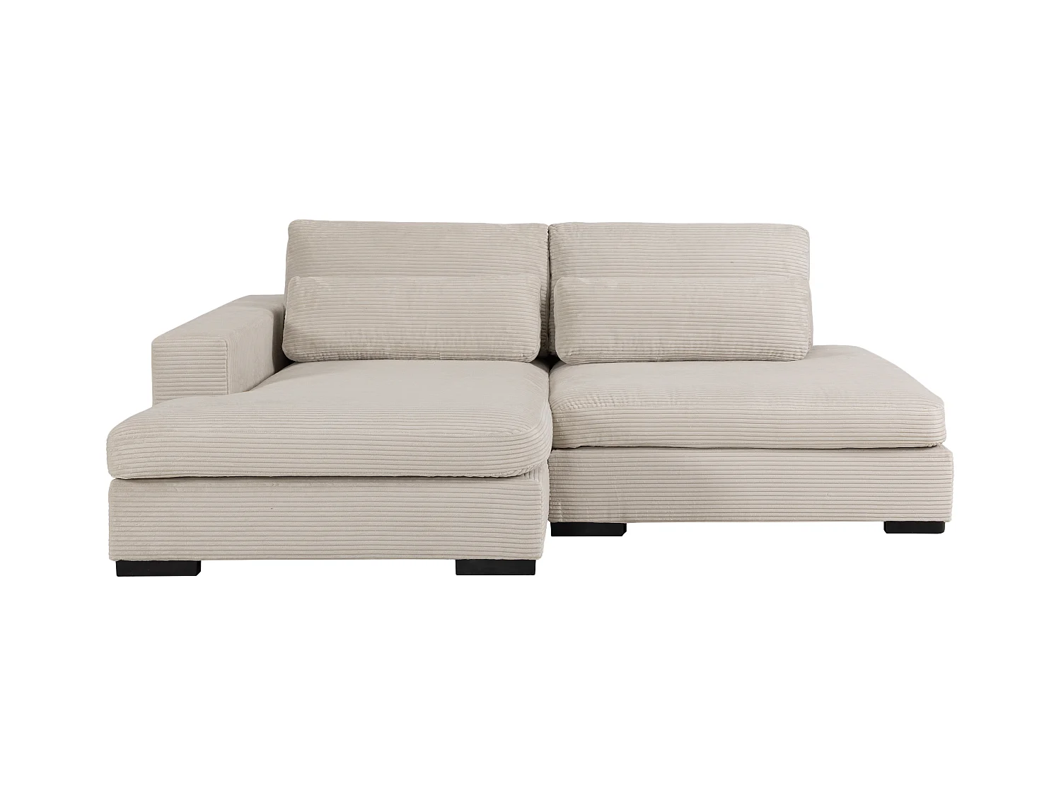 Canapé d'angle gauche convertible en velours côtelé beige SELIORA