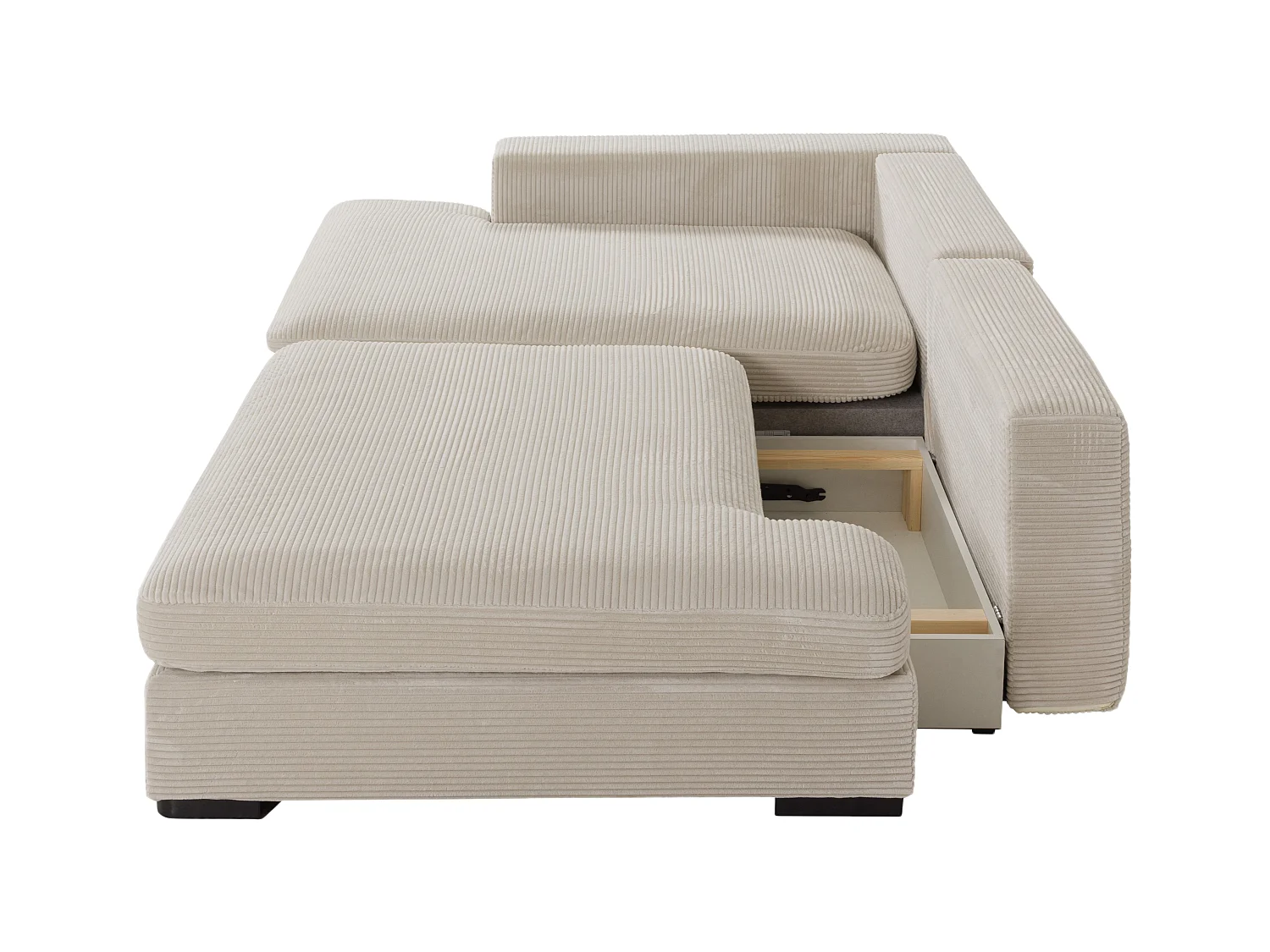 Venstre hjørnesofa som kan konverteres til seng i beige kordfløyel SELIORA