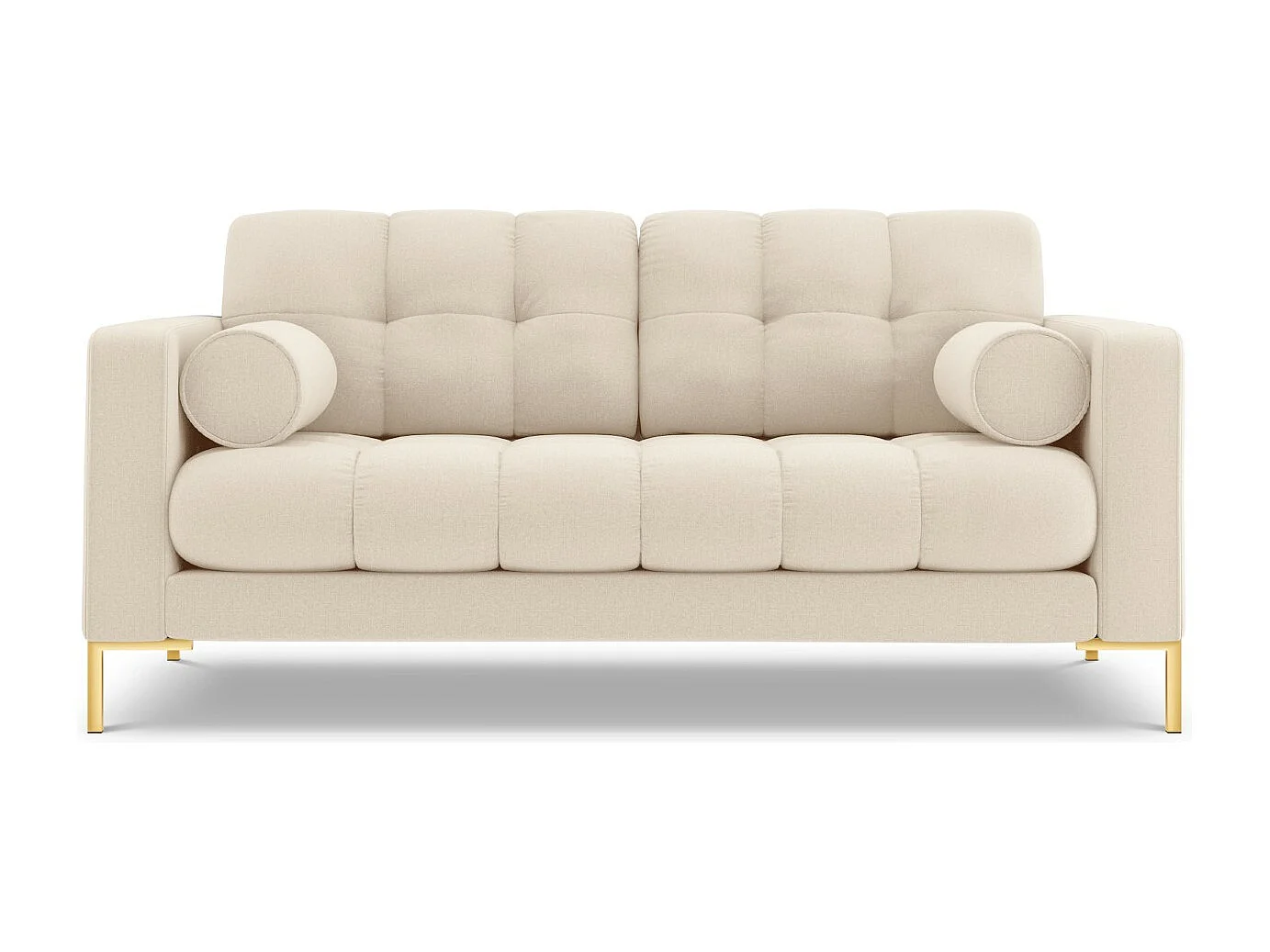 Cosmopolitan Design - Bank "Bali" 2 zitplaatsen, Structurele stof, Lichtbeige - 152x92x75cm