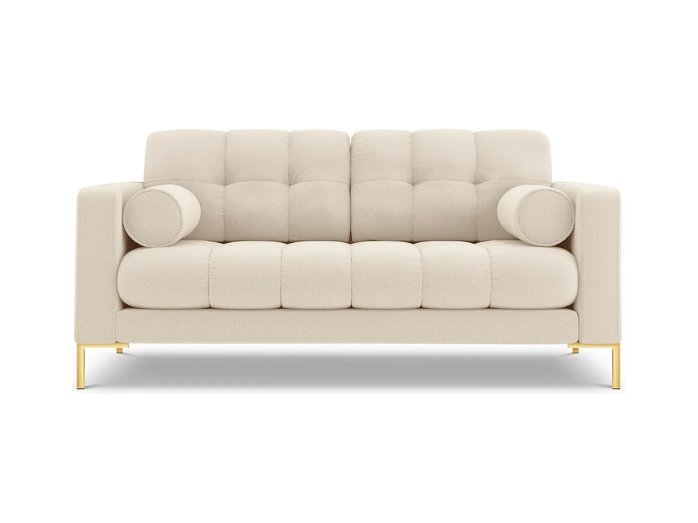Cosmopolitan Design - Bank "Bali" 2 zitplaatsen, Structurele stof, Lichtbeige - 152x92x75cm