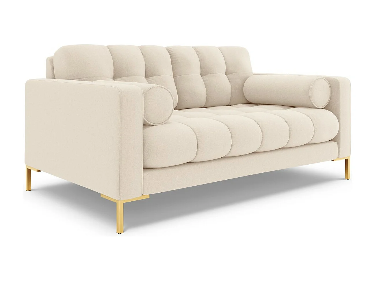 Cosmopolitan Design - Canapé "Bali" 2 places en tissu structurel beige clair - 152x92x75cm