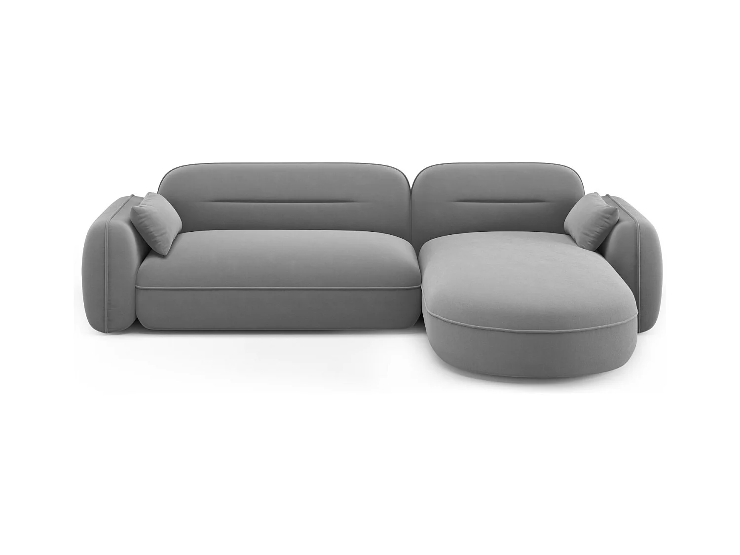 Cosmopolitan Design - Modulaire hoekbank rechts "Sydney" 4 zitplaatsen, Flueel, Lichtgrijs - 275x165x70cm