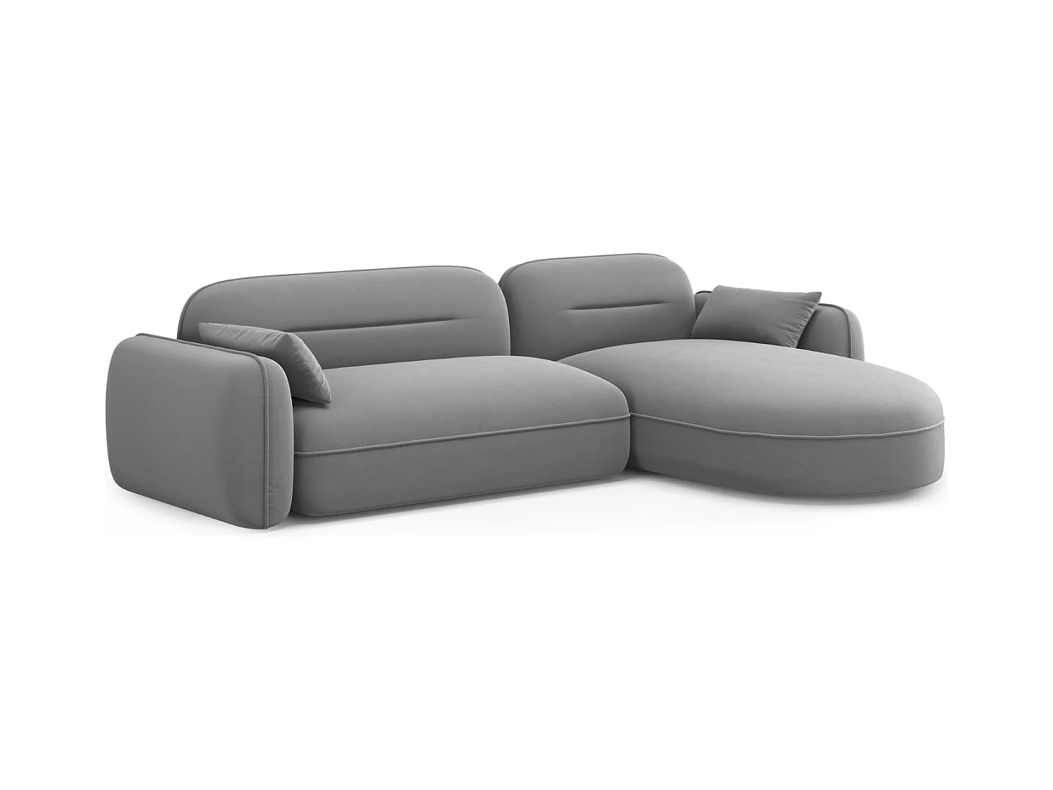 Cosmopolitan Design - Canapé d'angle droit modulable "Sydney" 4 places en velours gris clair - 275x165x70cm