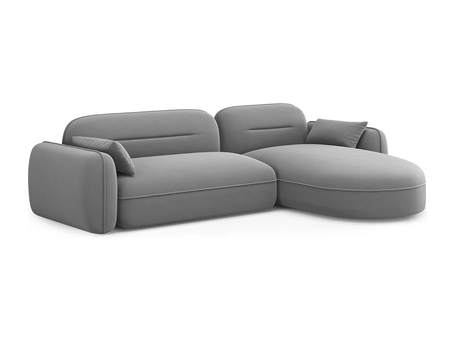 Cosmopolitan Design - Canapé d'angle droit modulable "Sydney" 4 places en velours gris clair - 275x165x70cm