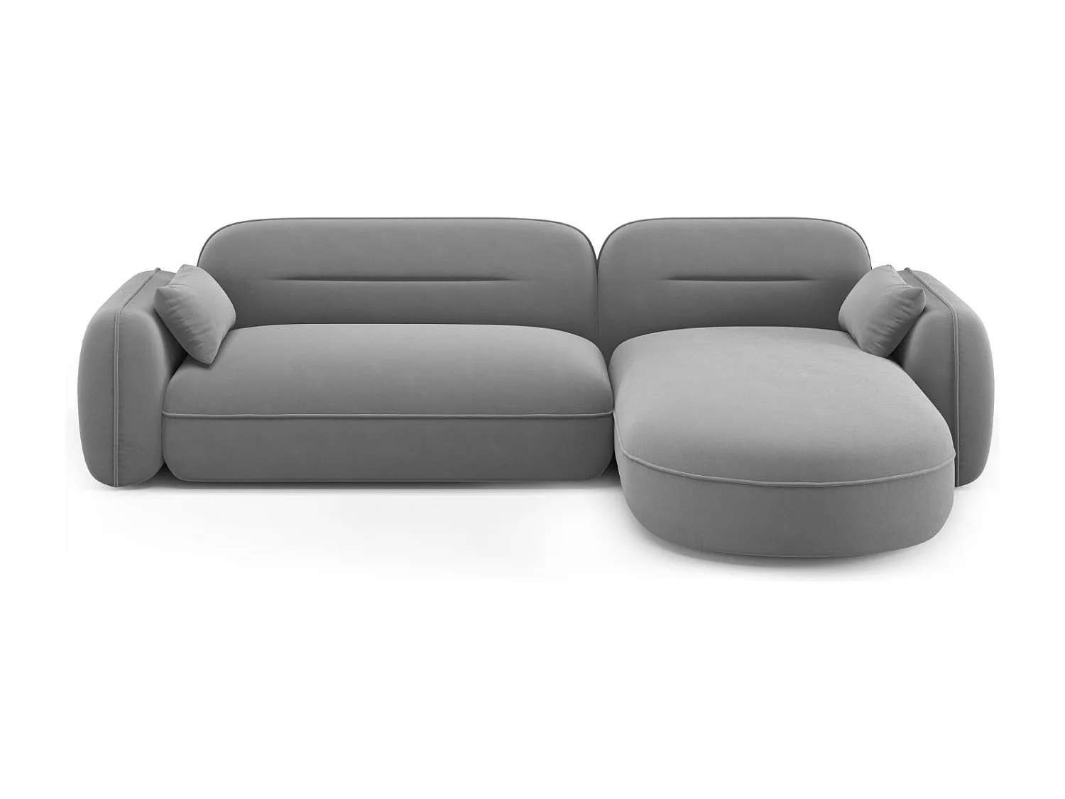 Cosmopolitan Design - Canapé d'angle droit modulable "Sydney" 4 places en velours gris clair - 275x165x70cm