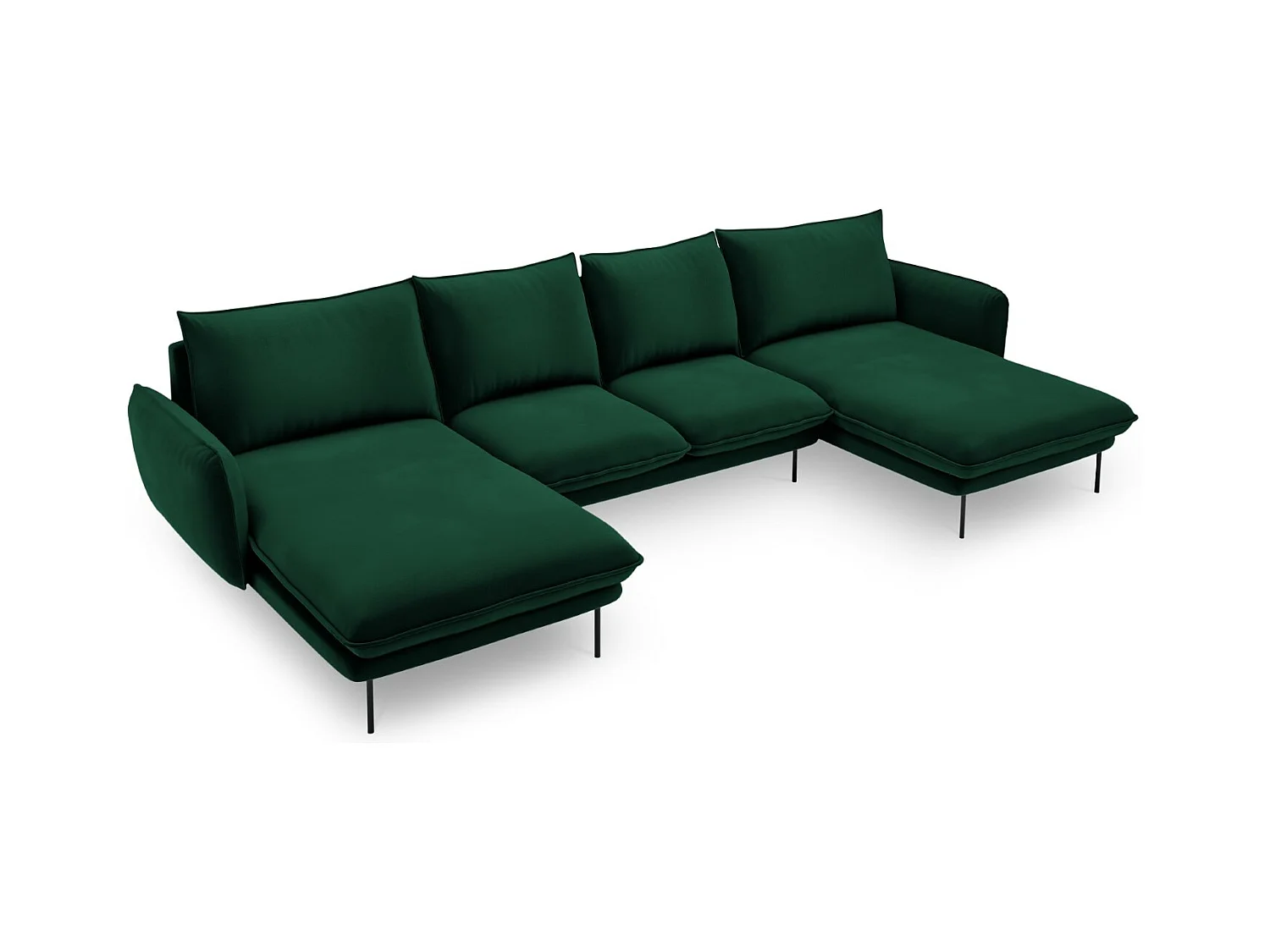 Cosmopolitan Design - Panoramische bank "Vienna" 6 zitplaatsen, Flueel, Flessengroen - 350x170x95cm