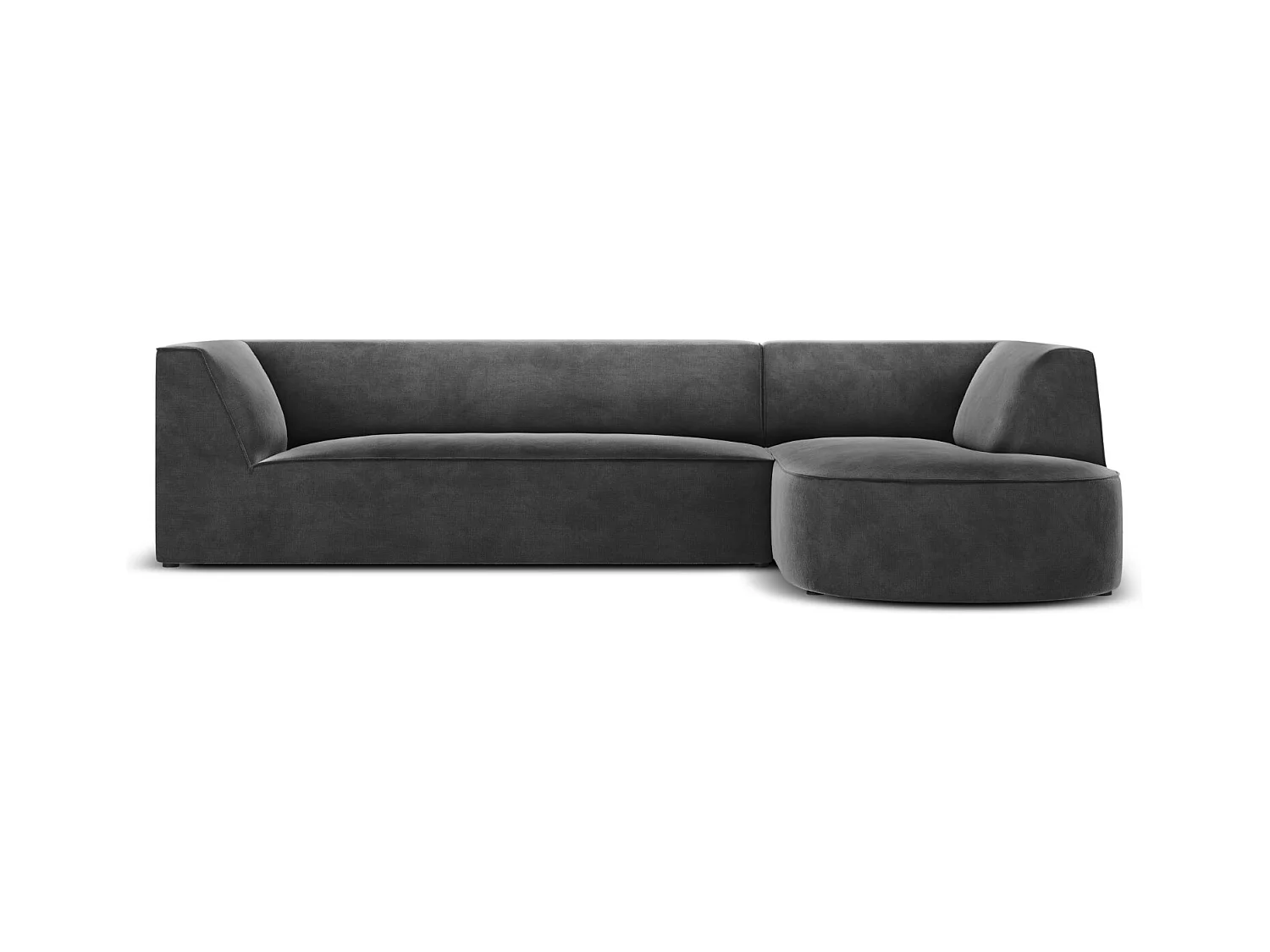 CXL by Christian Lacroix - Canapé d'angle droit "Charles" 4 places en velours gris foncé - 273x180x69cm