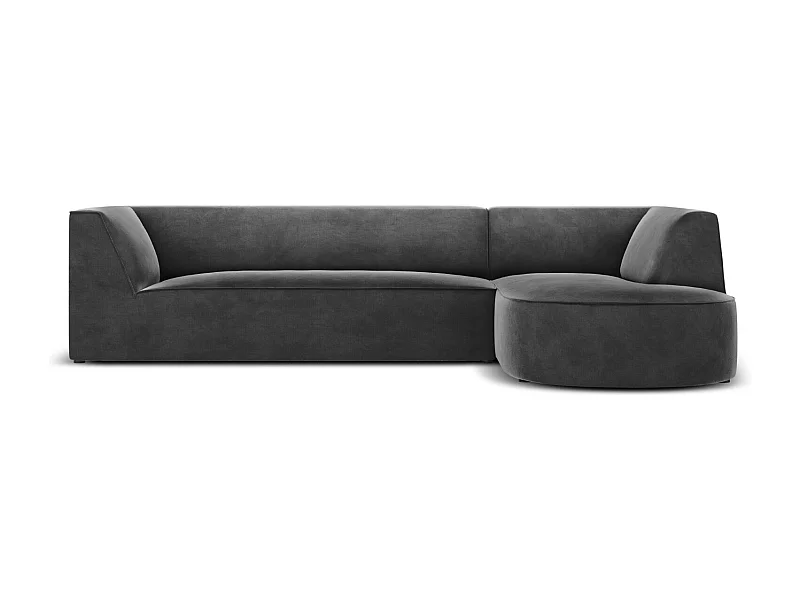 CXL by Christian Lacroix - Canapé d'angle droit "Charles" 4 places en velours gris foncé - 273x180x69cm