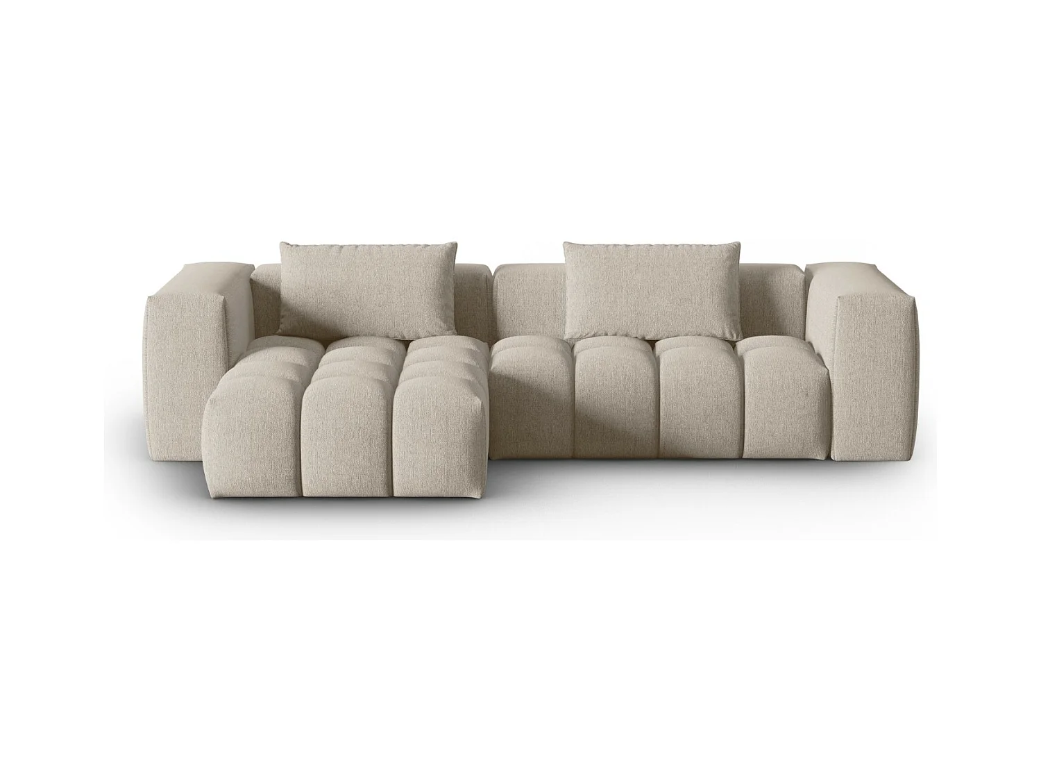CXL by Christian Lacroix - Modulaire hoekbank links "Lorella" 3 zitplaatsen, Structurele stof, Zand - 260x145x70cm