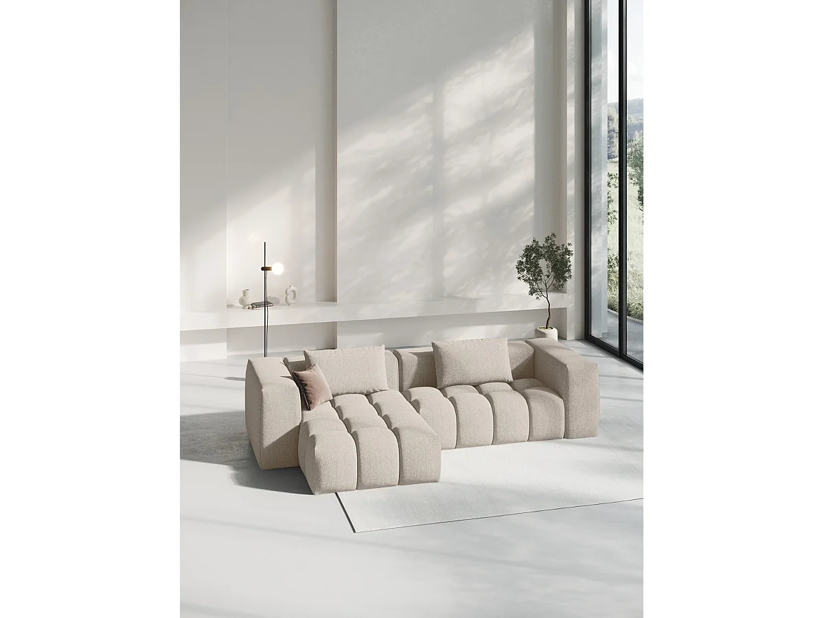 CXL by Christian Lacroix - Sofá modular de canto esquerdo "Lorella" 3 lugares em tecido estrutural areia - 260x145x70cm