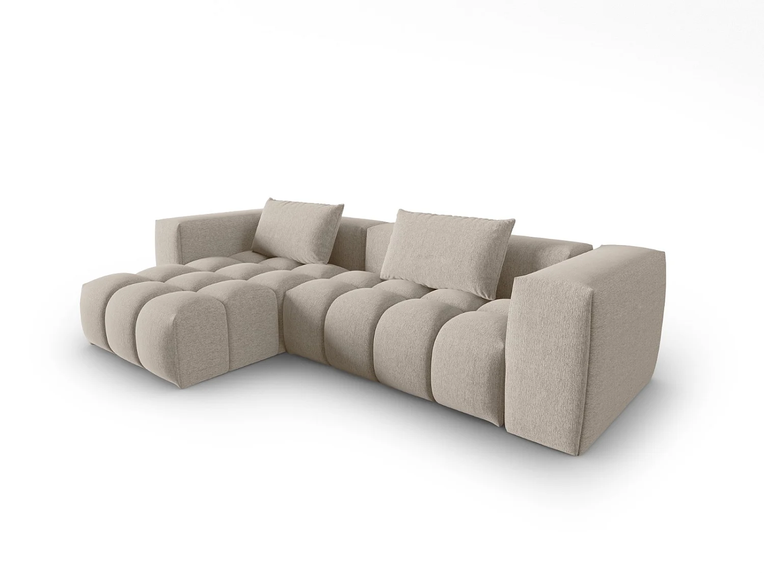 CXL by Christian Lacroix - Sofá modular de canto esquerdo "Lorella" 3 lugares em tecido estrutural areia - 260x145x70cm