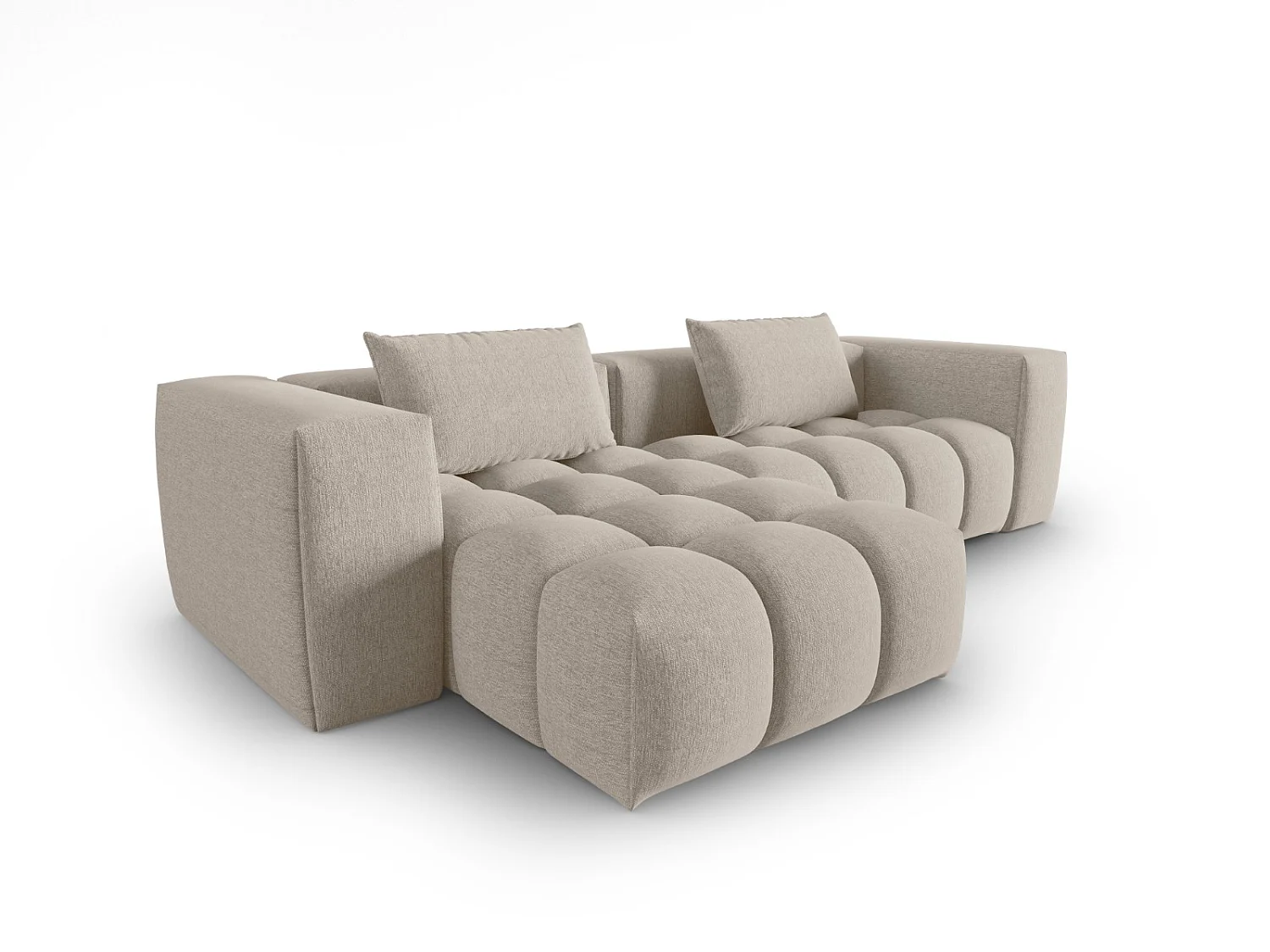 CXL by Christian Lacroix - Sofá modular de canto esquerdo "Lorella" 3 lugares em tecido estrutural areia - 260x145x70cm