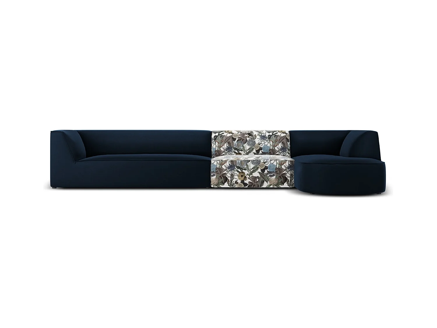 CXL by Christian Lacroix - Rechter hoekbank "Charles" 5 zitplaatsen, Flueel, lichtblauw, donkerblauw tuinpatroon - 366x180x69cm