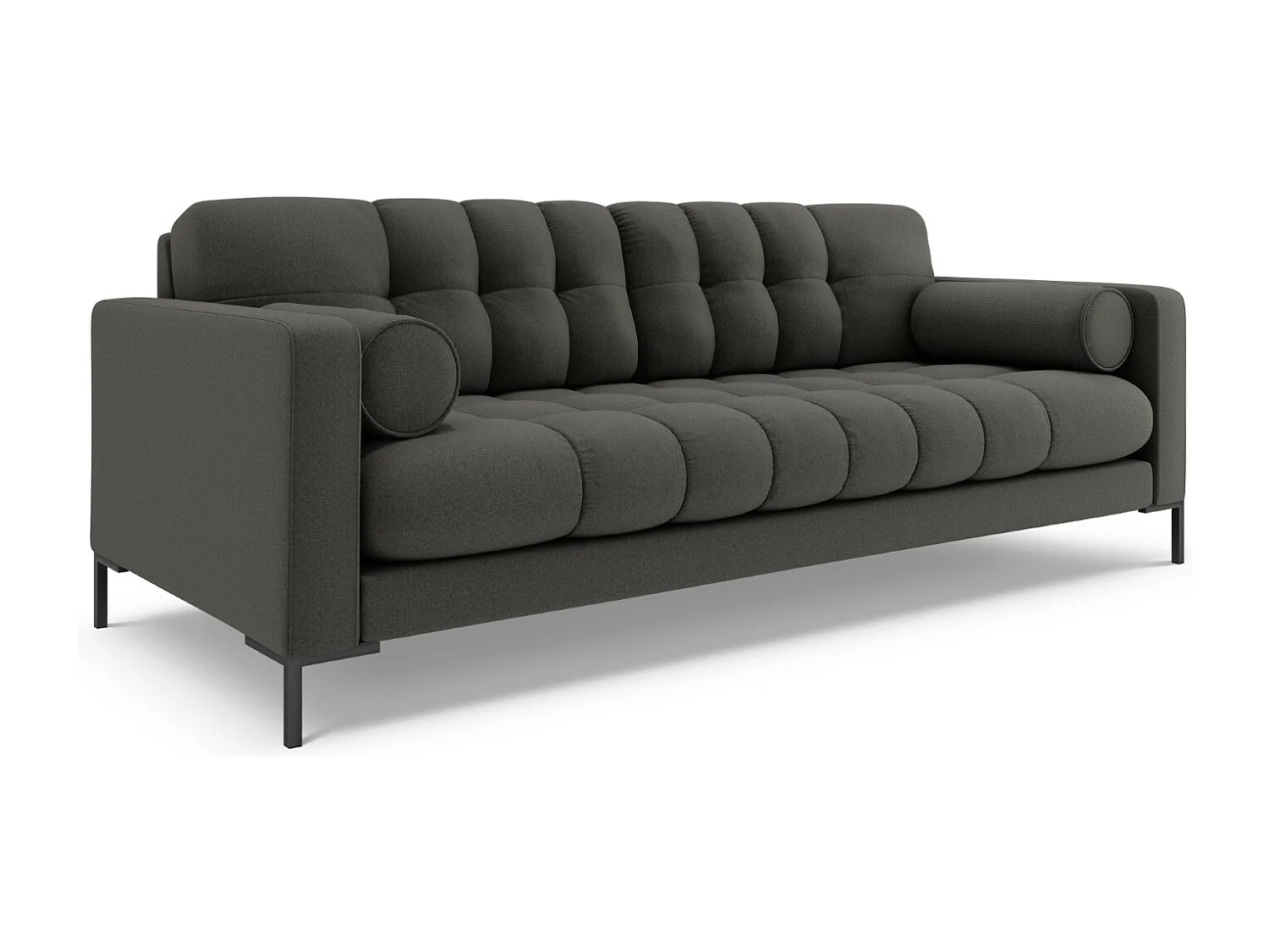 Cosmopolitan Design - Canapé "Bali" 4 places en tissu structurel gris foncé - 217x92x75cm
