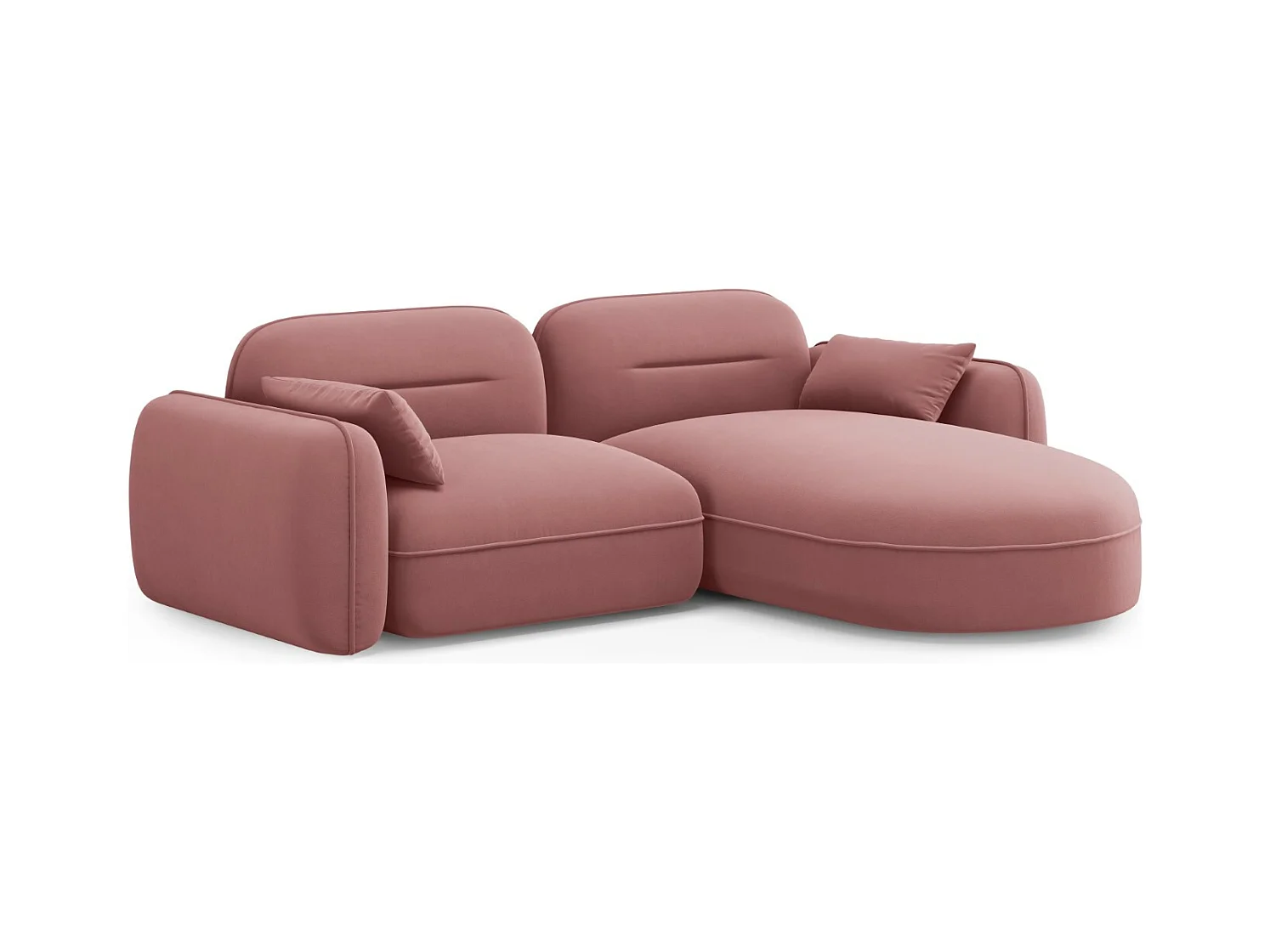 Cosmopolitan Design - Canapé d'angle droit modulable "Sydney" 3 places en velours saumon - 230x165x70cm