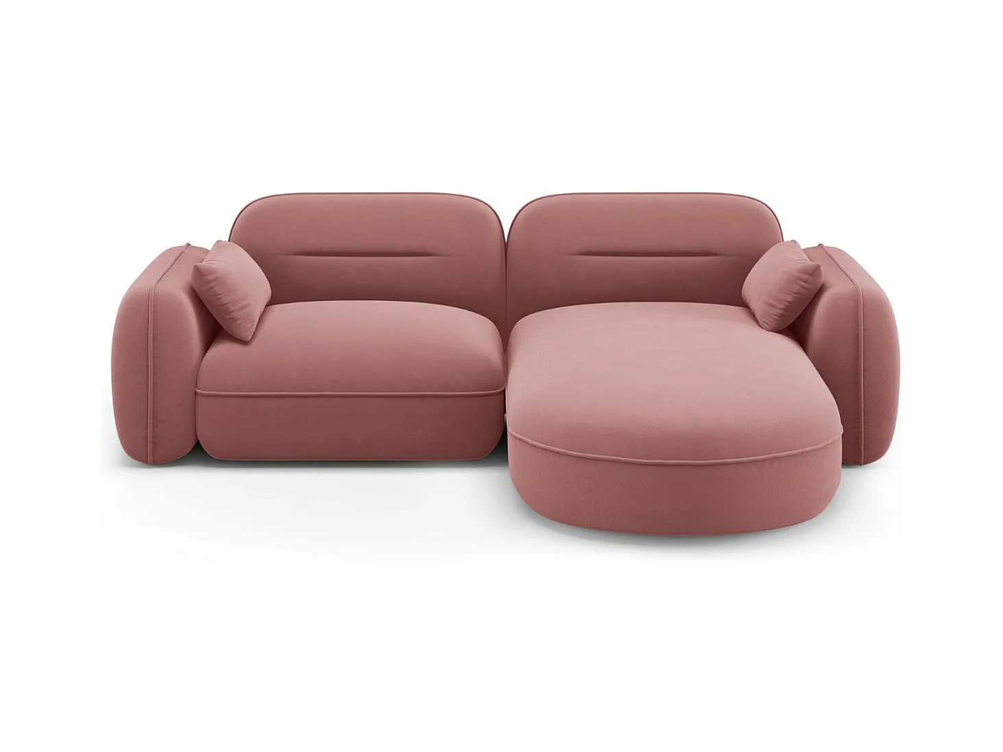 Cosmopolitan Design - Canapé d'angle droit modulable "Sydney" 3 places en velours saumon - 230x165x70cm