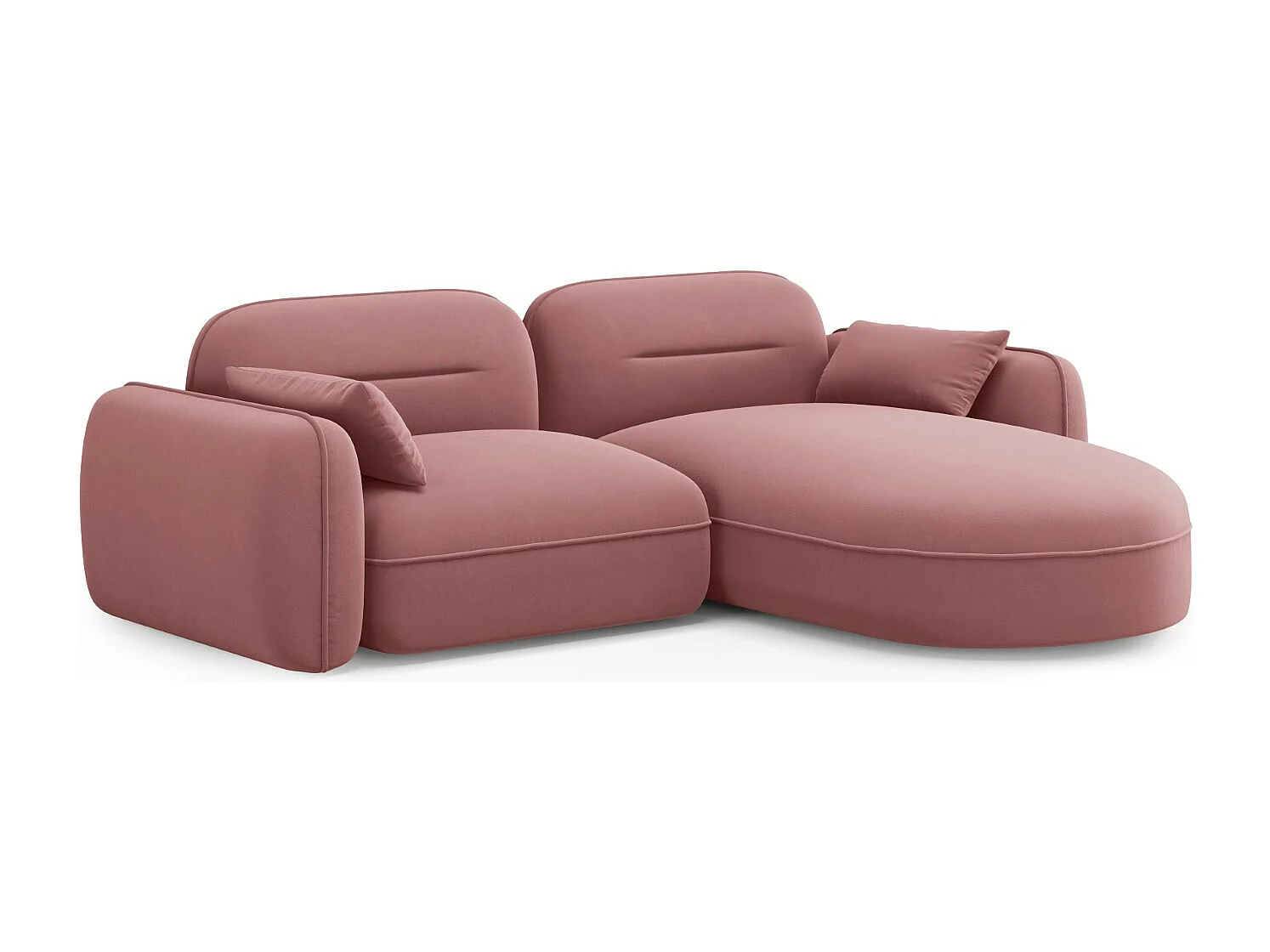 Cosmopolitan Design - Sofá modular de canto direito "Sydney" 3 lugares em veludo salmão - 230x165x70cm