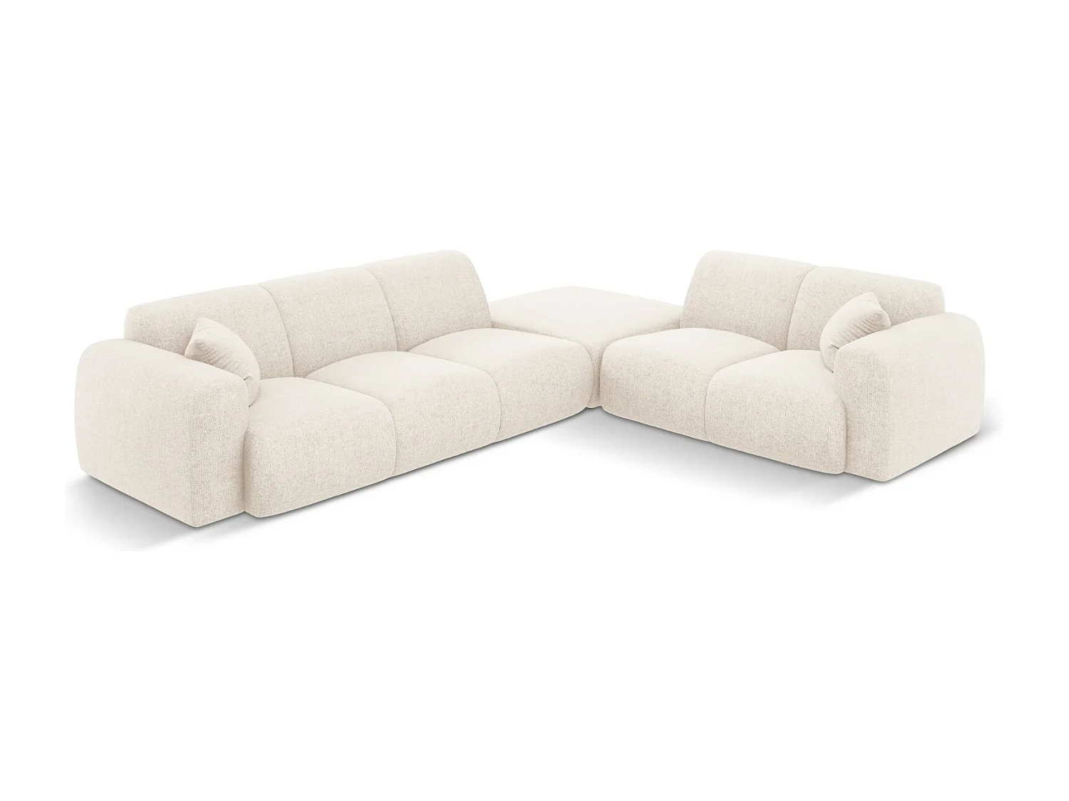 Cosmopolitan Design - Canapé d'angle droit "Nolio" 4 places en chenille beige clair - 315x250x72cm
