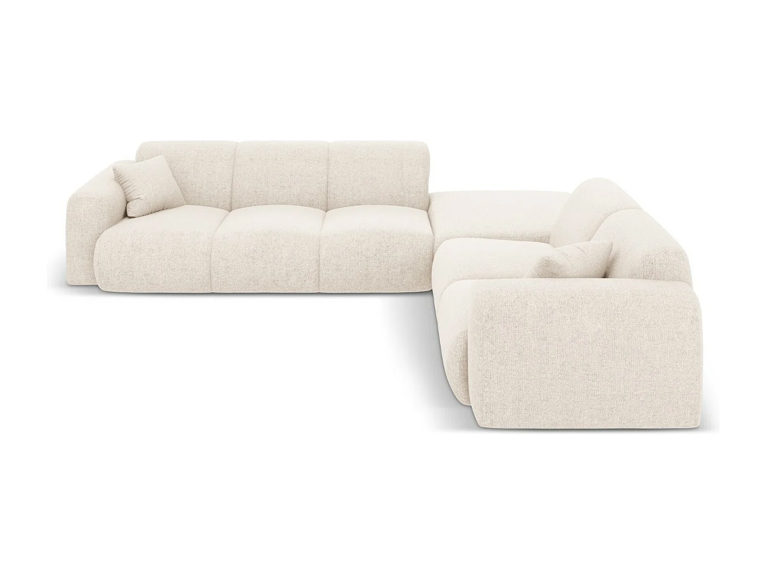 Cosmopolitan Design - Canapé d'angle droit "Nolio" 4 places en chenille beige clair - 315x250x72cm