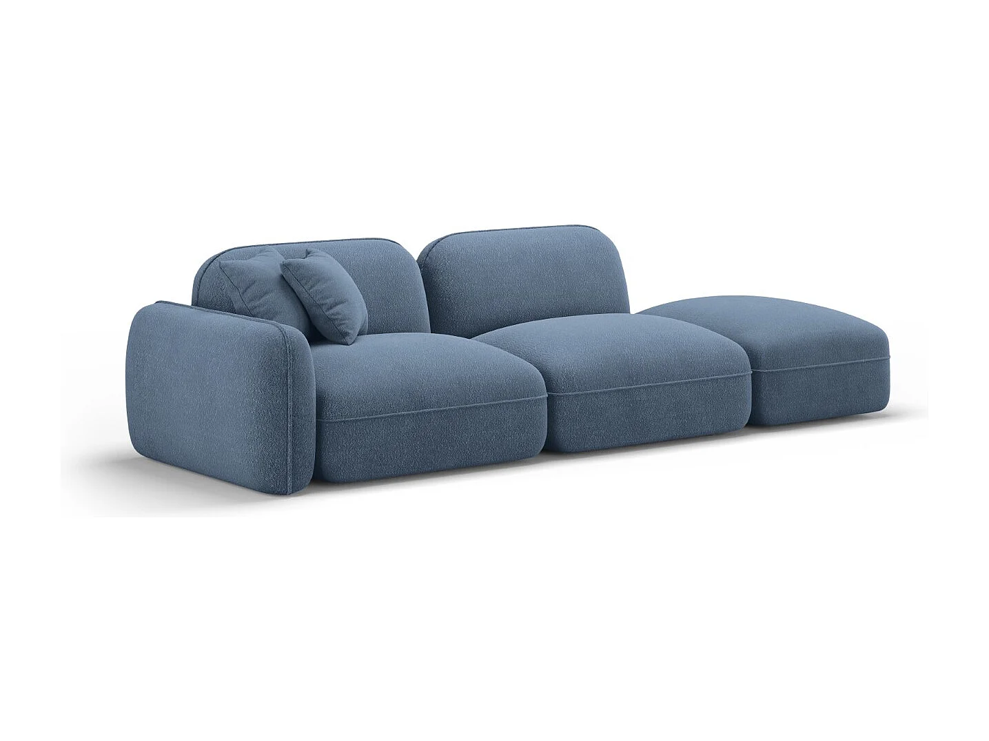 CXL by Christian Lacroix - 3-Sitzer modulares Sofa rechts "Lucien" Sitzer aus Samt blue jeans - 295x90x70cm