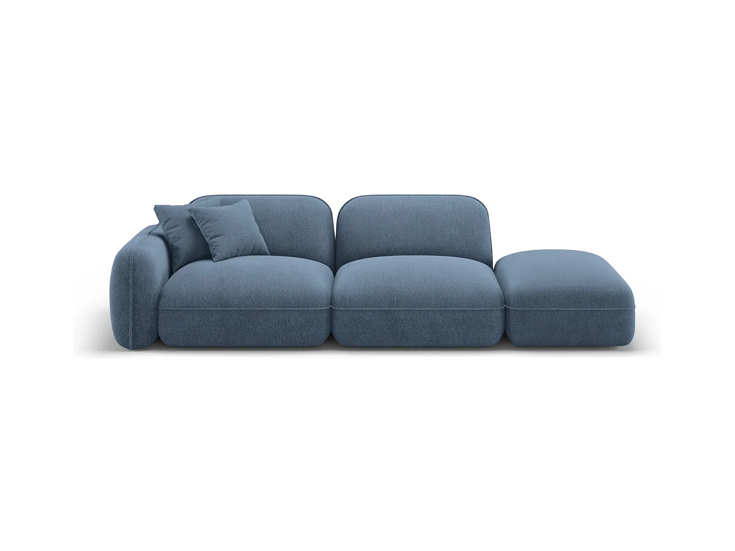 CXL by Christian Lacroix - Canapé modulable droit "Lucien" 3 places en velours blue jeans - 295x90x70cm