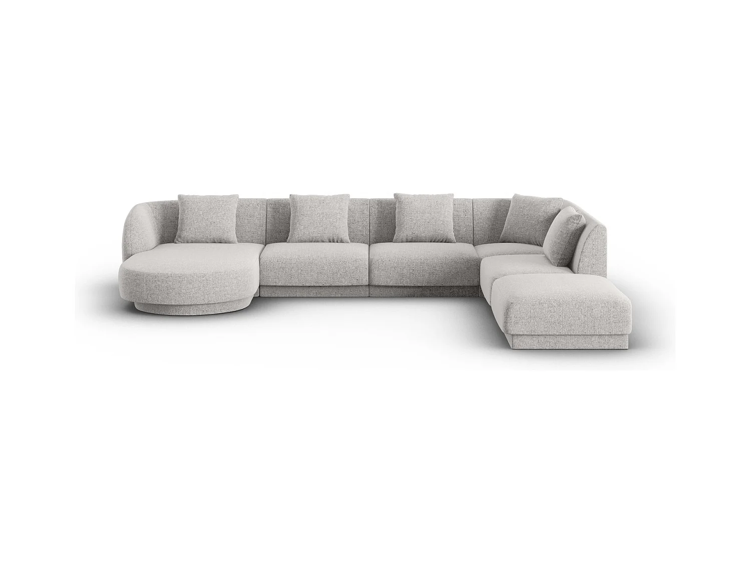 Cosmopolitan Design - Panoramische hoekbank rechts "Tulum" 6 zitplaatsen, Chenille, Lichtgrijs - 330x255x70cm