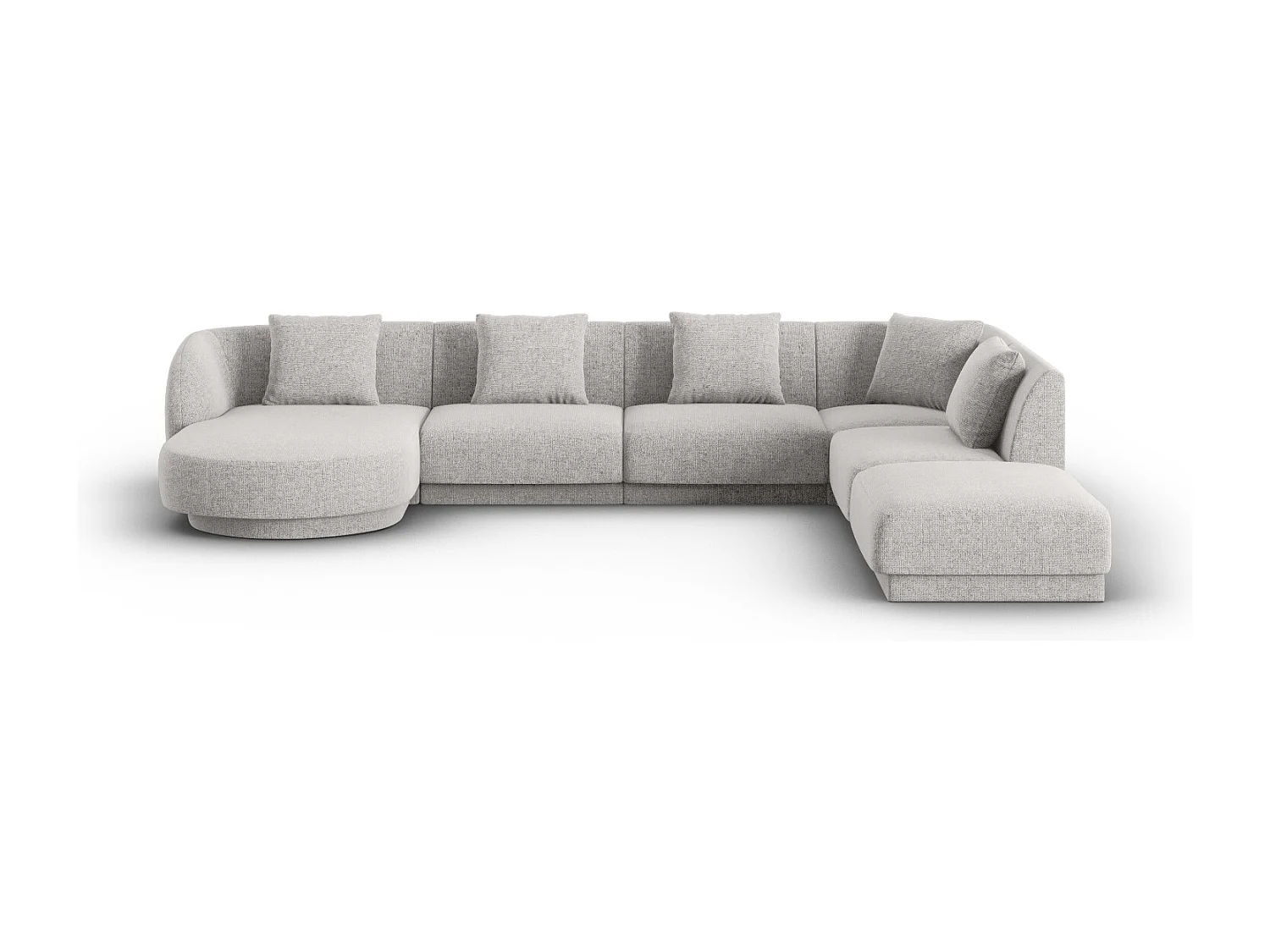 Cosmopolitan Design - Canapé d'angle droit panoramique "Tulum" 6 places en chenille gris clair - 330x255x70cm