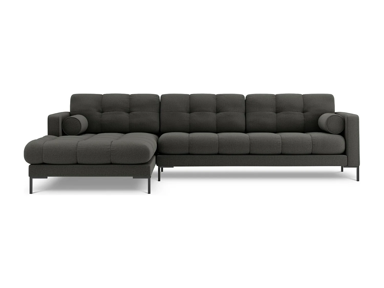 Cosmopolitan Design - 5-Sitzer Ecksofa links "Bali" aus strukturiertem Stoff dunkelgrau - 293x185x75cm