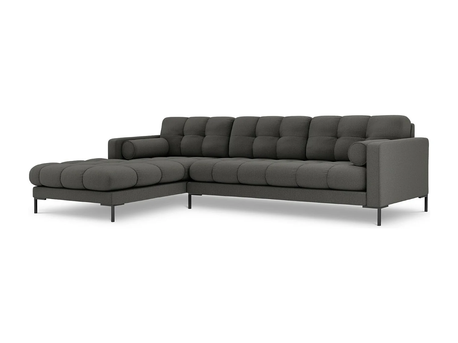 Cosmopolitan Design - 5-Sitzer Ecksofa links "Bali" aus strukturiertem Stoff dunkelgrau - 293x185x75cm