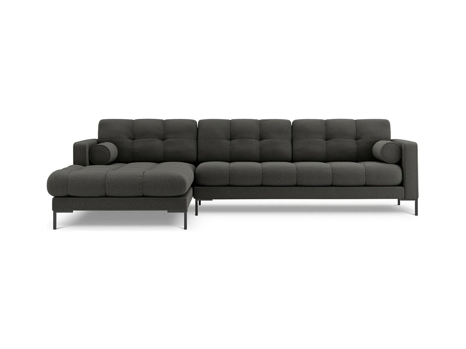 Cosmopolitan Design - Linker hoekbank "Bali" 5 zitplaatsen, Structurele stof, Donkergrijs - 293x185x75cm