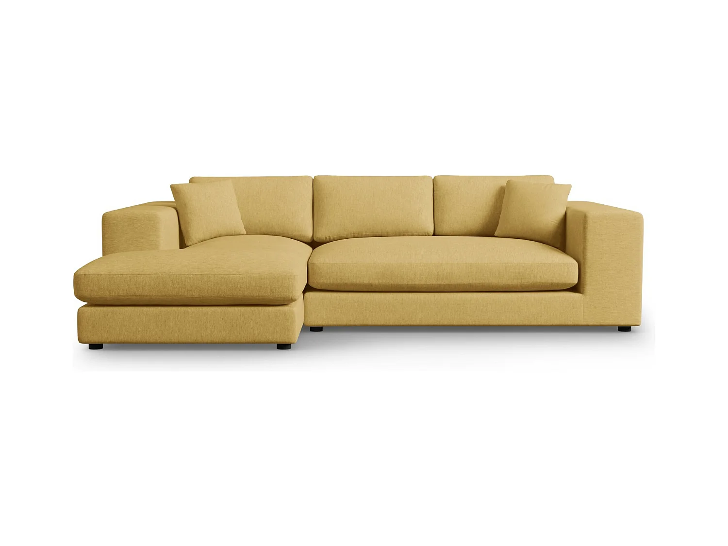 CXL by Christian Lacroix - Canapé d'angle gauche "Tendance" 5 places en tissu structurel jaune - 282x174x72cm