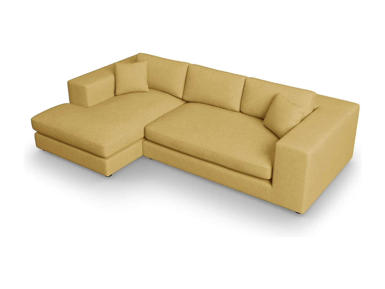 CXL by Christian Lacroix - Sofá de canto esquerdo "Tendance" 5 lugares em tecido estrutural amarelo - 282x174x72cm