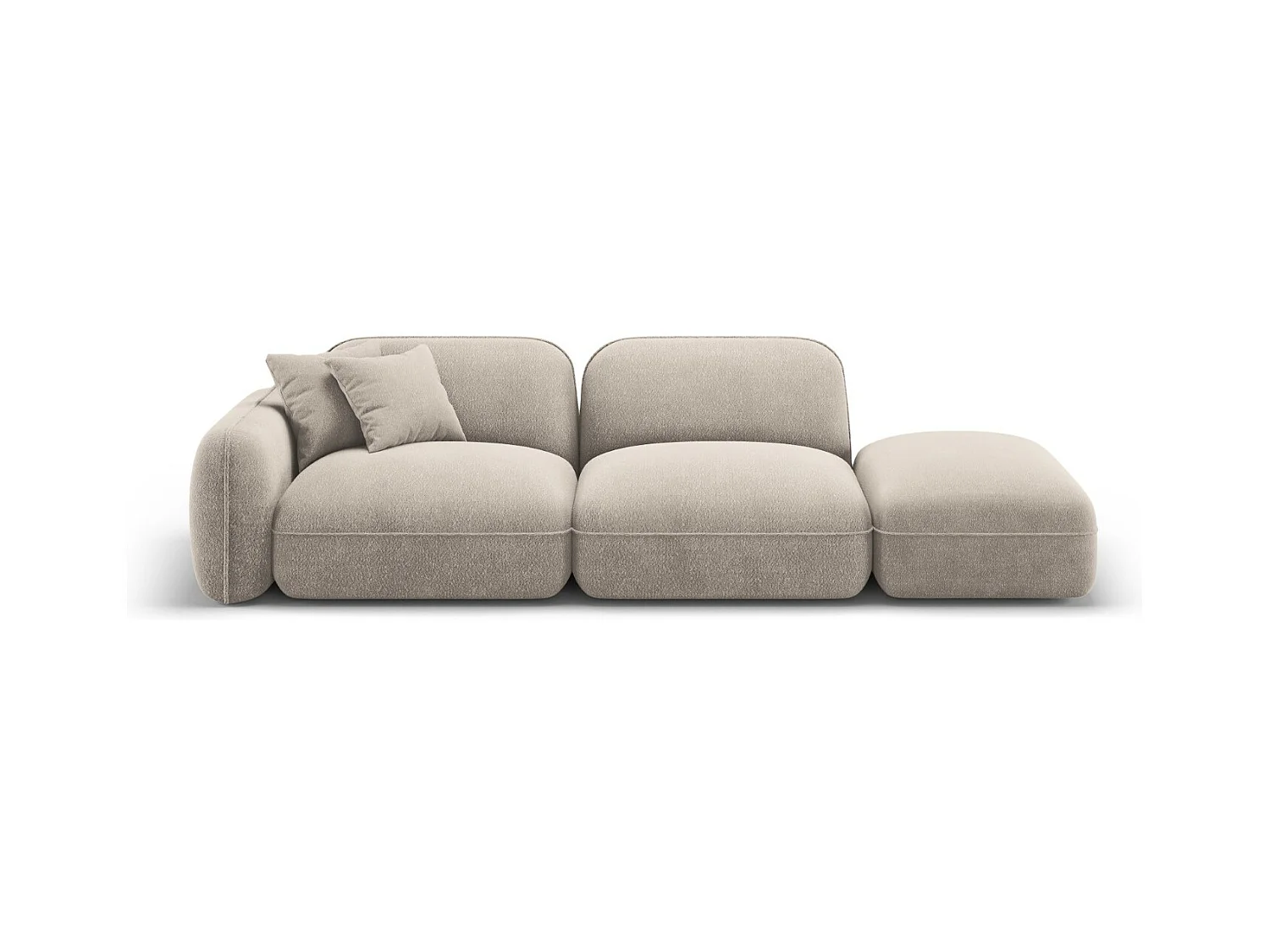 CXL by Christian Lacroix - Canapé modulable droit "Lucien" 3 places en velours beige foncé - 295x90x70cm