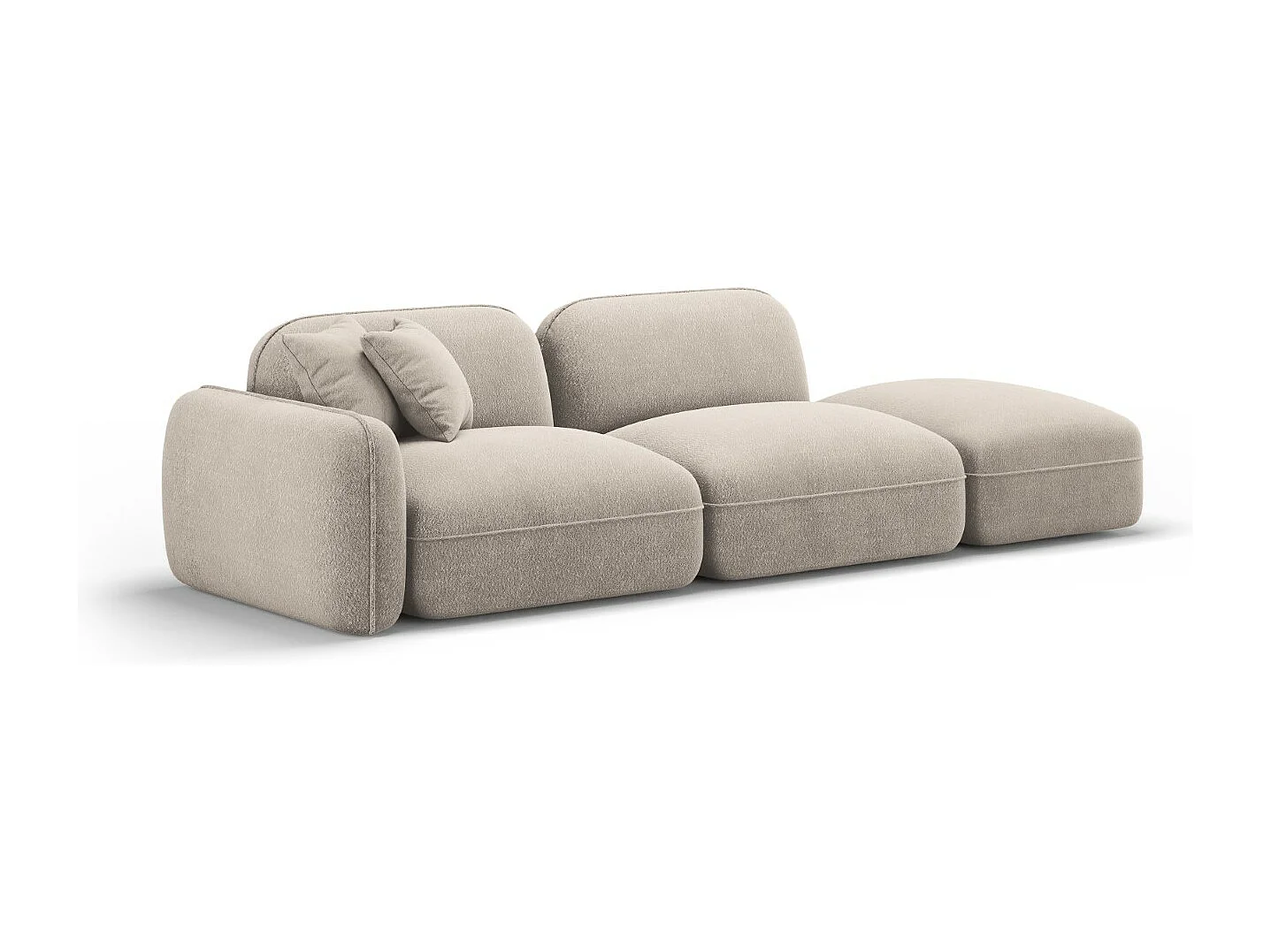 CXL by Christian Lacroix - Sofá modular direito "Lucien" 3 lugares em veludo bege escuro - 295x90x70cm