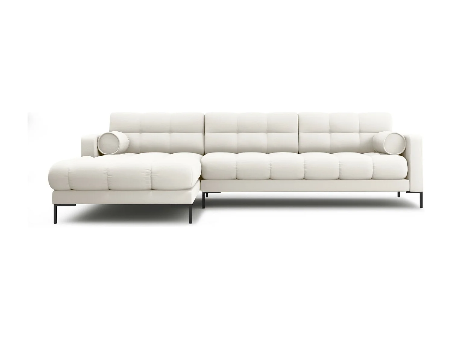 Cosmopolitan Design - Canapé d'angle gauche "Bali" 5 places en tissu structurel beige clair - 293x185x75cm