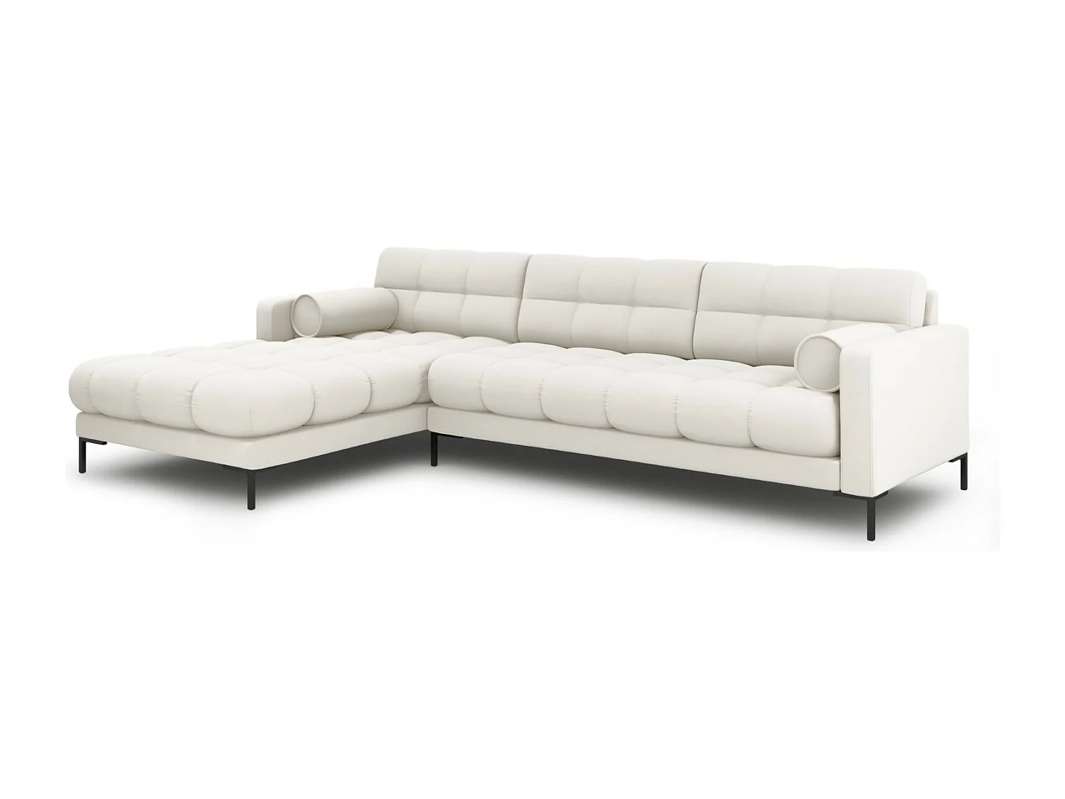 Cosmopolitan Design - Sofá de canto esquerdo "Bali" 5 lugares em tecido estrutural bege claro - 293x185x75cm