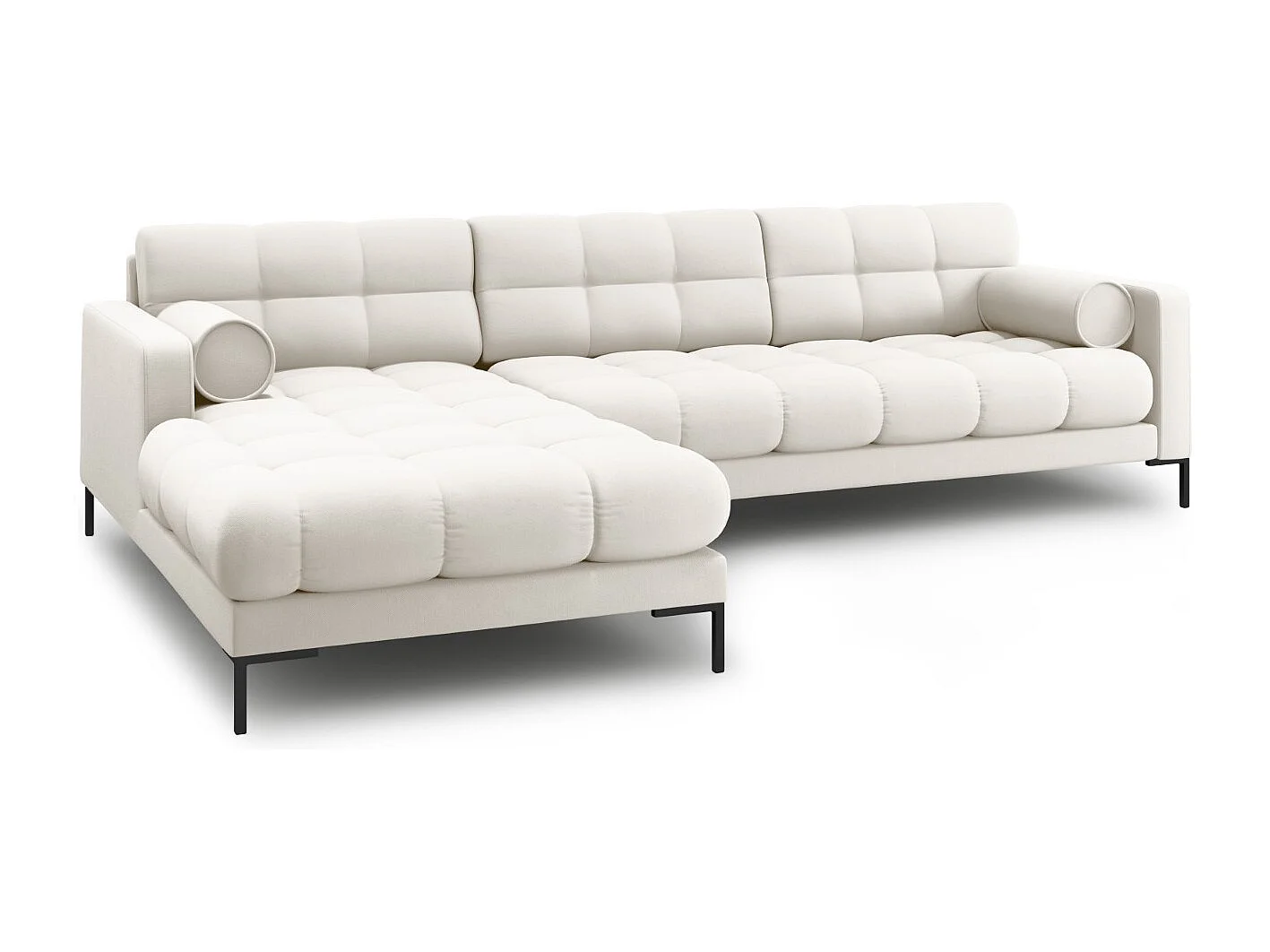 Cosmopolitan Design - Sofá de canto esquerdo "Bali" 5 lugares em tecido estrutural bege claro - 293x185x75cm