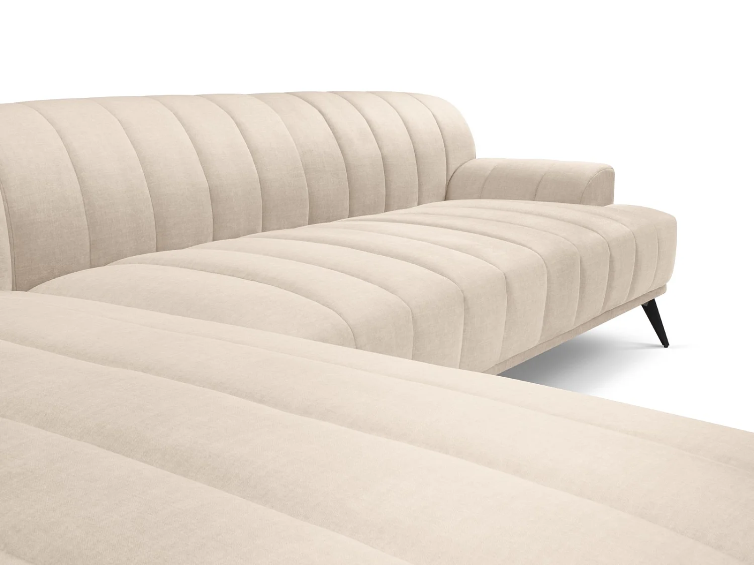 CXL by Christian Lacroix - Sofá esquinero izquierdo "Rita" 5 plazas de terciopelo beige claro - 289x185x77cm