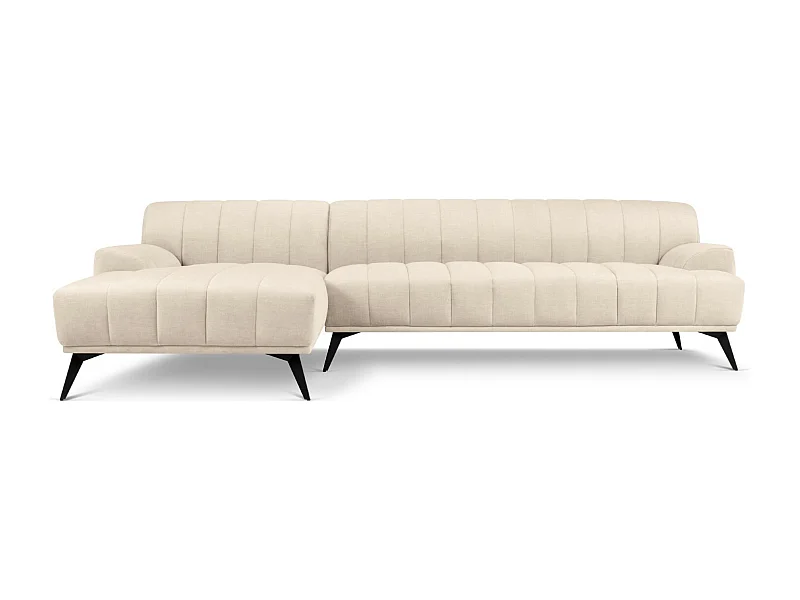 CXL by Christian Lacroix - Canapé d'angle gauche "Rita" 5 places en velours beige clair - 289x185x77cm