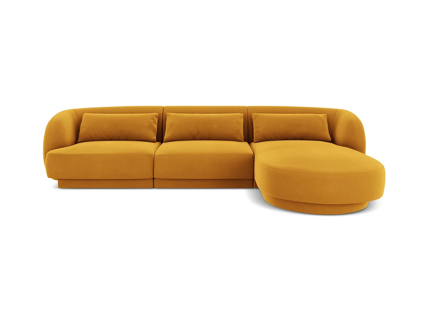 Cosmopolitan Design - Canapé d'angle droit "Tulum" 4 places en velours jaune - 255x156x70cm
