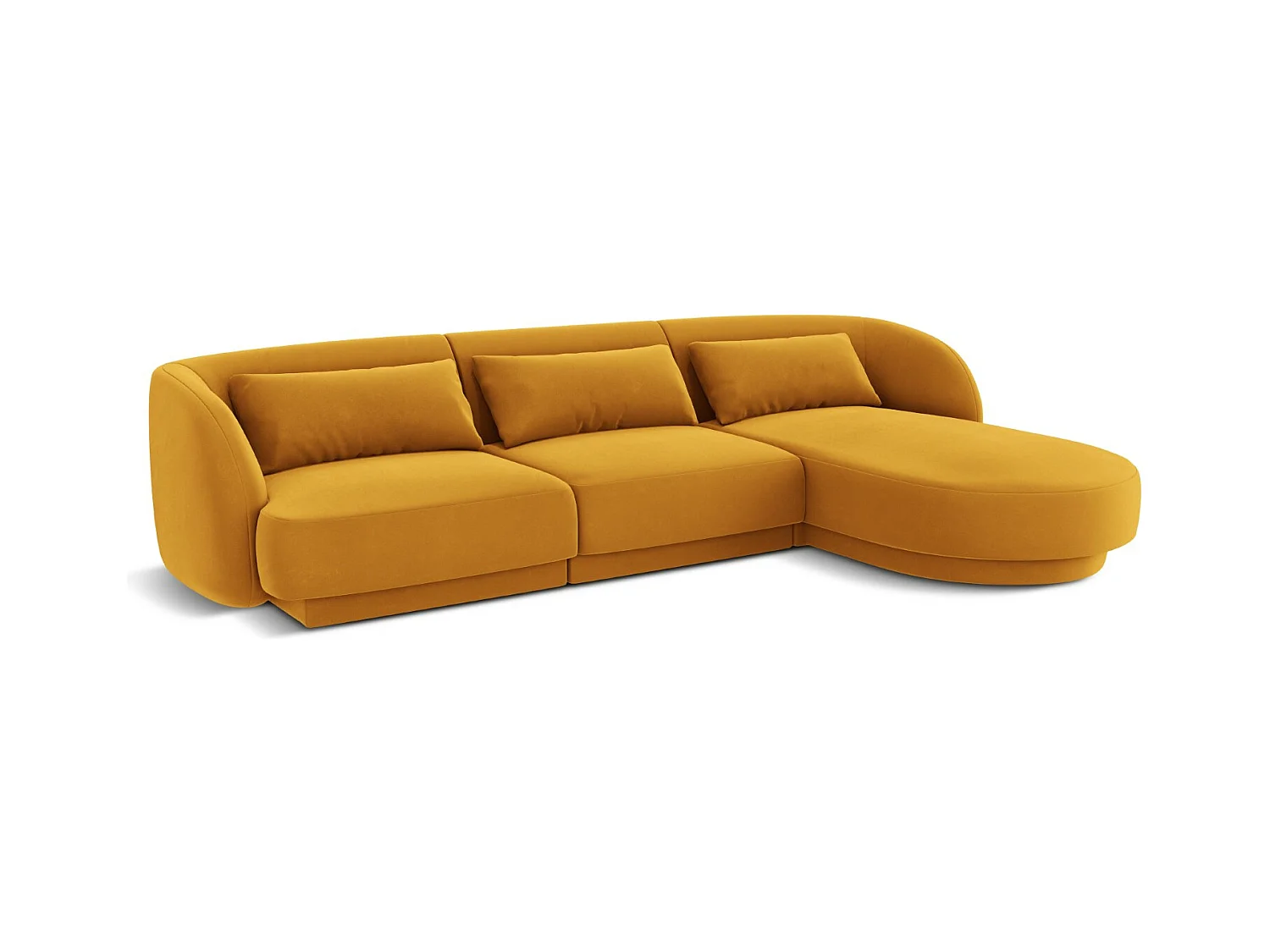 Cosmopolitan Design - Canapé d'angle droit "Tulum" 4 places en velours jaune - 255x156x70cm